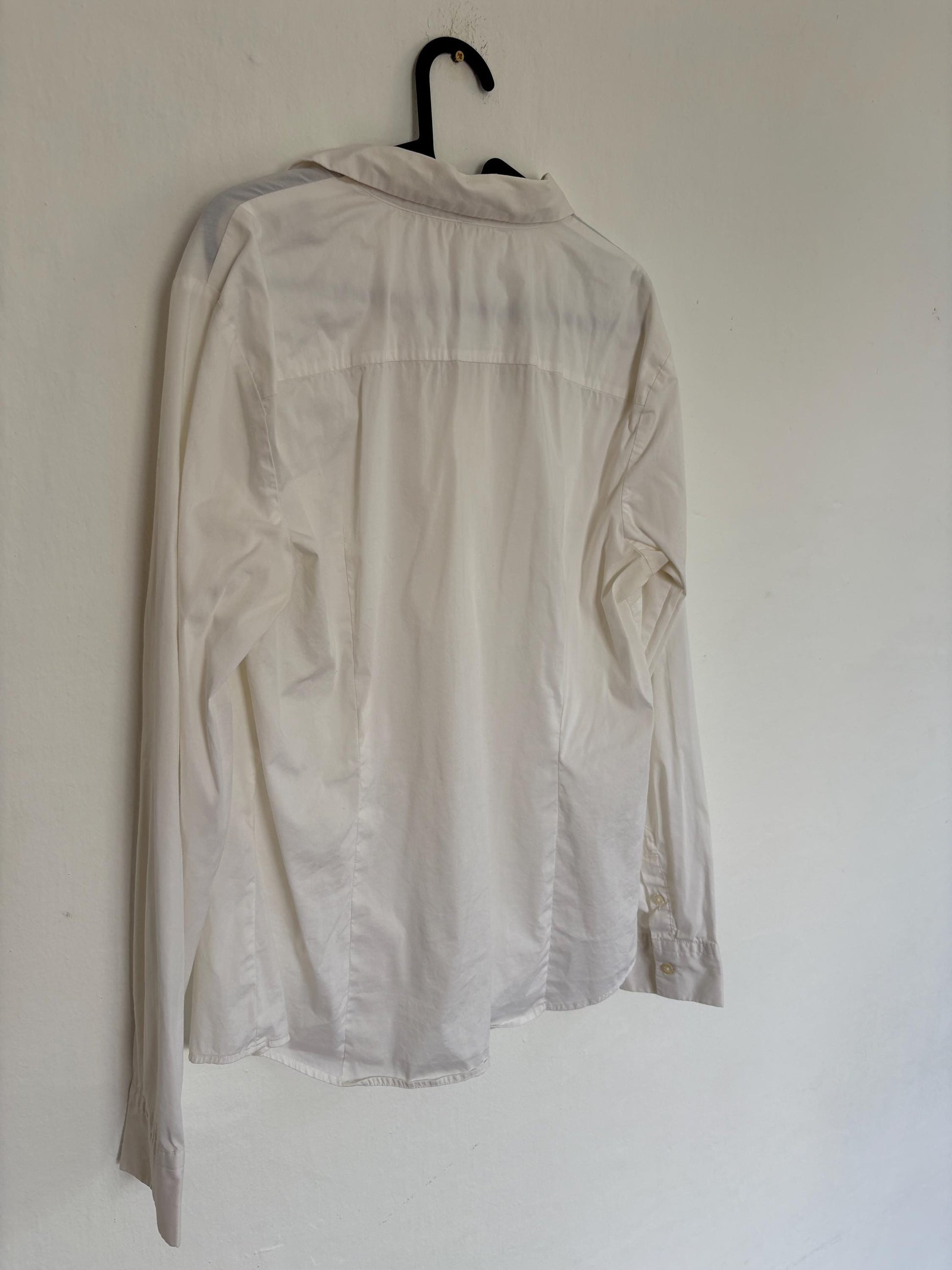 Vintage white crisp blouse, Cotton elegant professional work wear, Scaandinavian aesthetic button dow, Super soft fabric, Size EU 38 - M