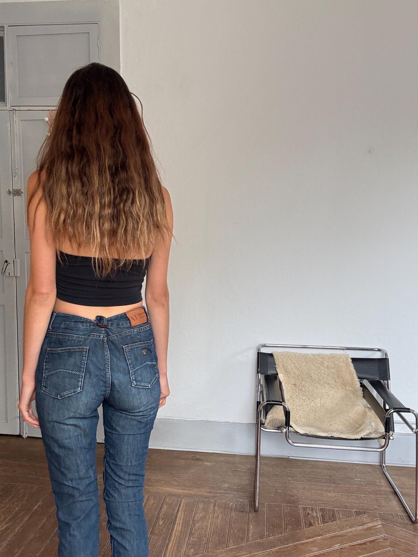 Vintage MEN'S Armani Jeans denim trousers – Size S classic straight leg, size EU 32 / US 32, unisex style, dark wash, Y2K designer jeans