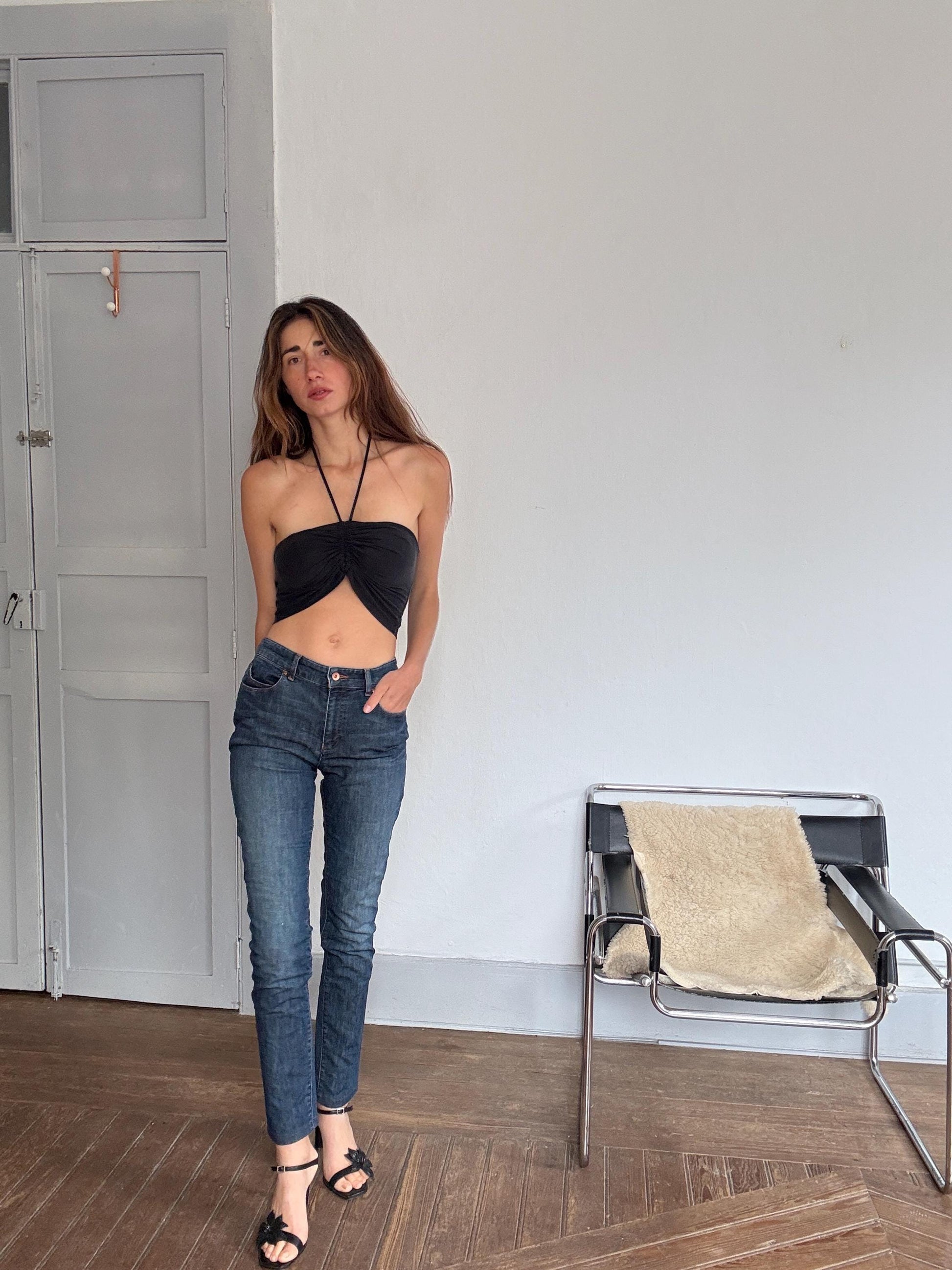 Vintage MEN'S Armani Jeans denim trousers – Size S classic straight leg, size EU 32 / US 32, unisex style, dark wash, Y2K designer jeans