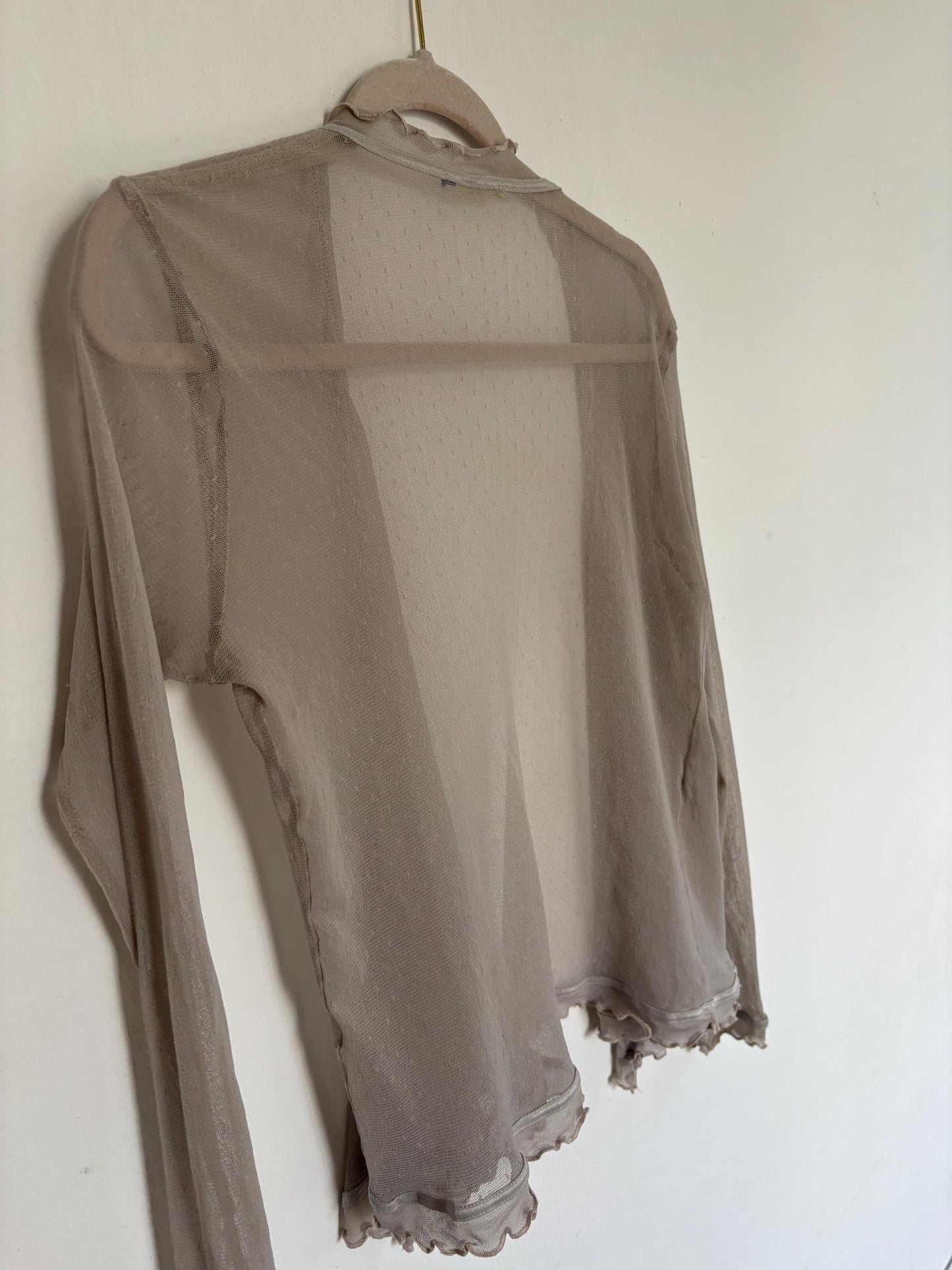 Sheer wrap knot tie top - Mesh blouse - Sexy beach cover up - Summer vibes - Romantic light grey Transparent Mesh Top, Size S - M