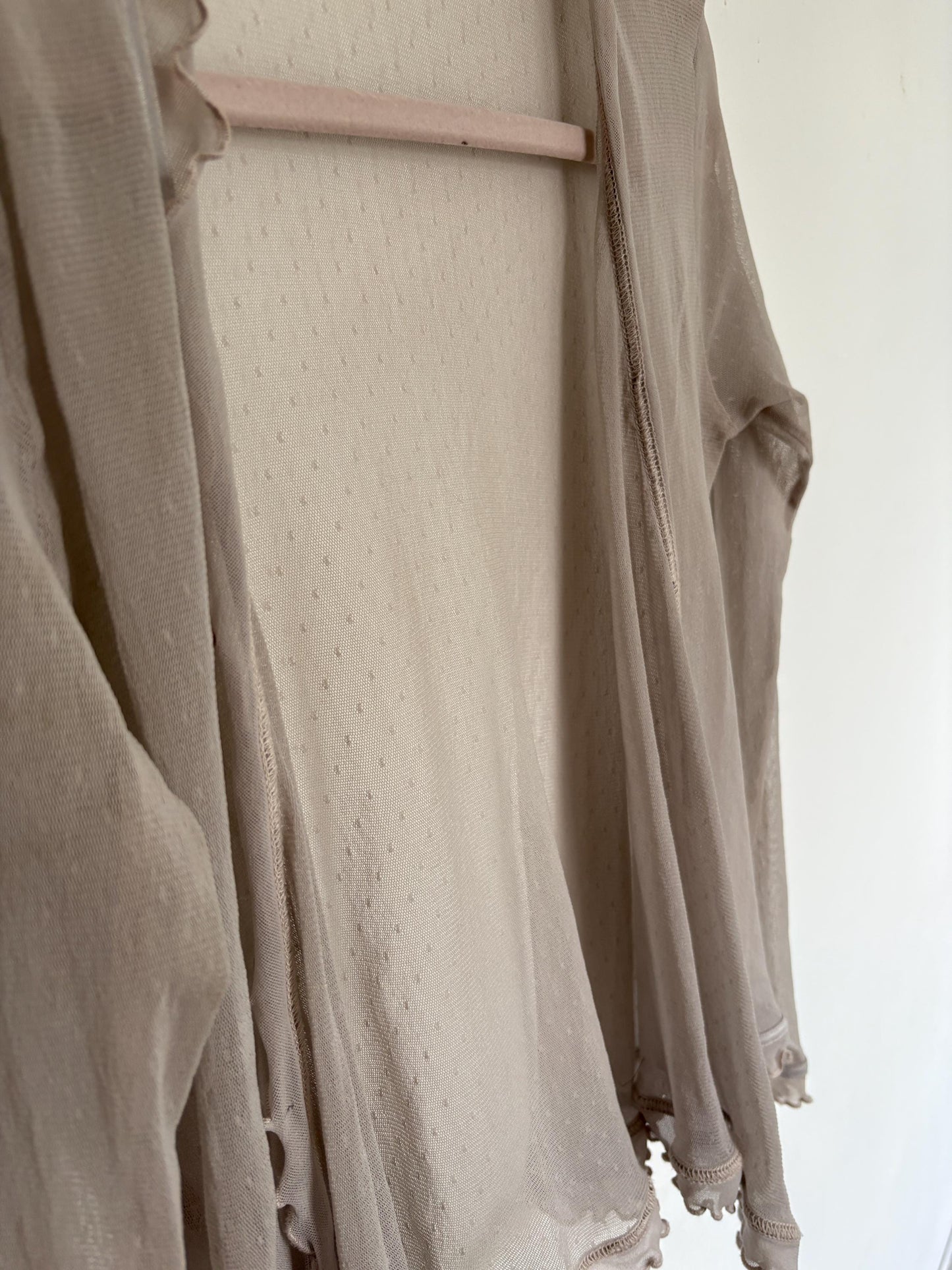 Sheer wrap knot tie top - Mesh blouse - Sexy beach cover up - Summer vibes - Romantic light grey Transparent Mesh Top, Size S - M