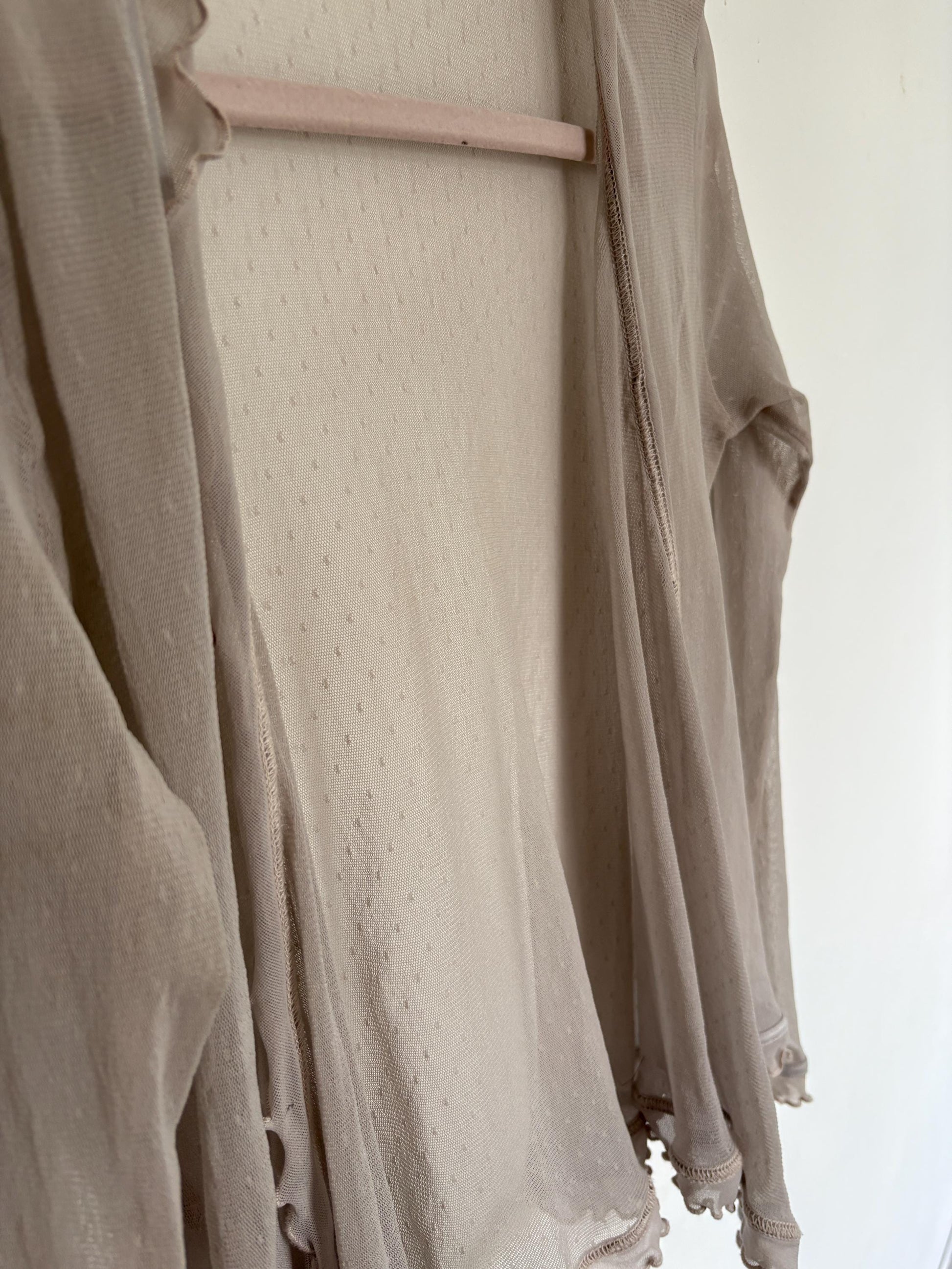 Sheer wrap knot tie top - Mesh blouse - Sexy beach cover up - Summer vibes - Romantic light grey Transparent Mesh Top, Size S - M