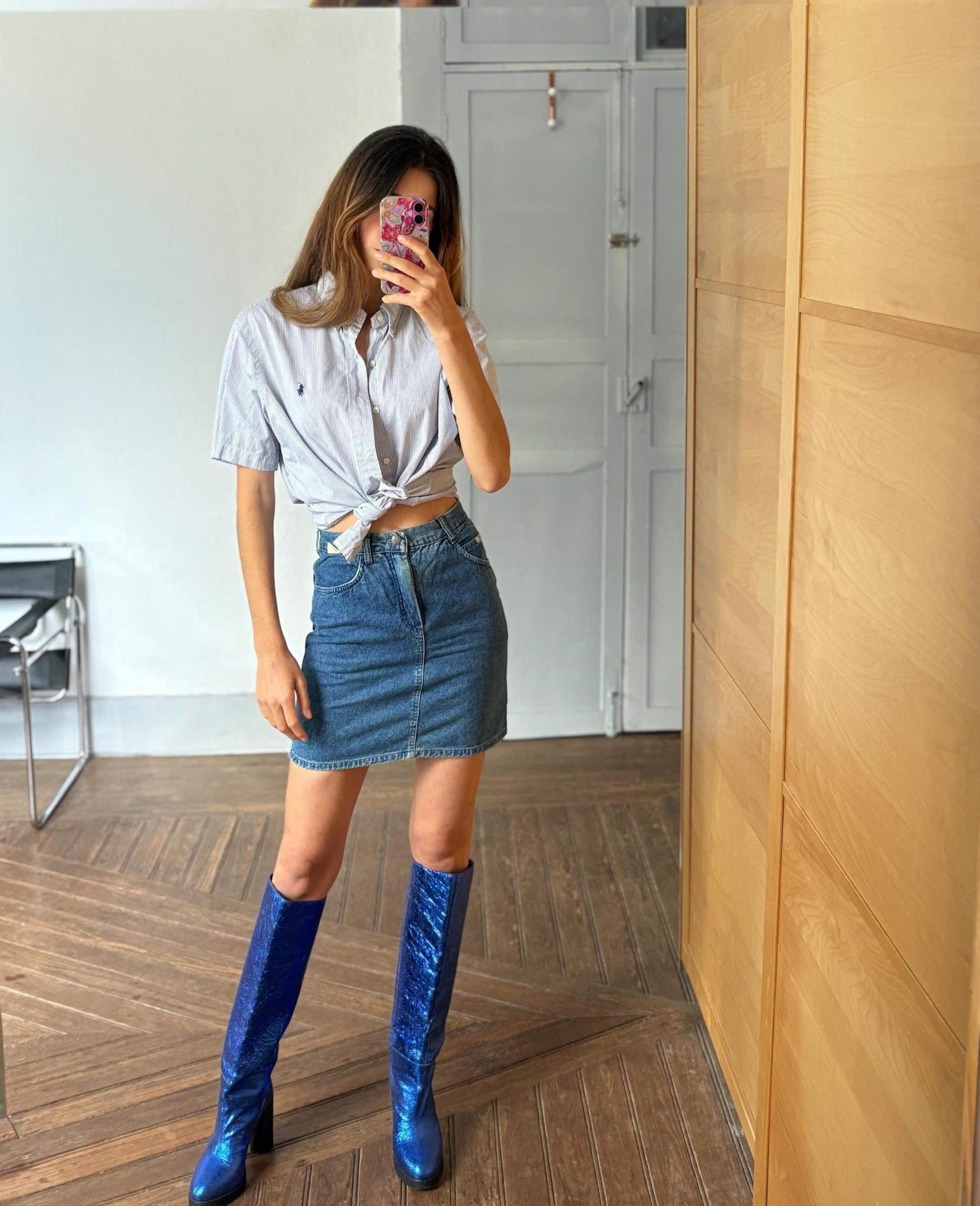 Vintage Denim Mini Skirt Made in Italy VIP Jeans Size 42 – Sexy & Stylish Y2K Aesthetic, Size S.