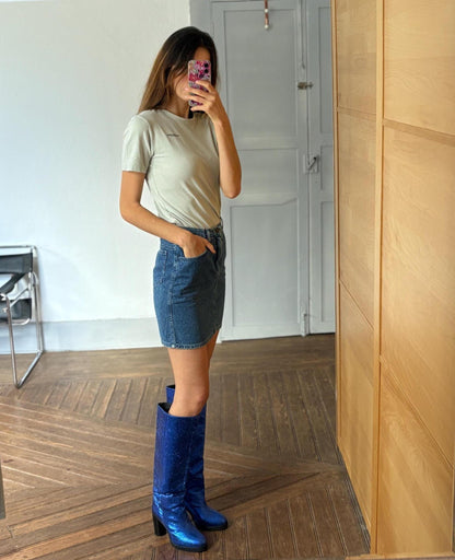 Vintage Italian Denim Mini Skirt — additional view 5