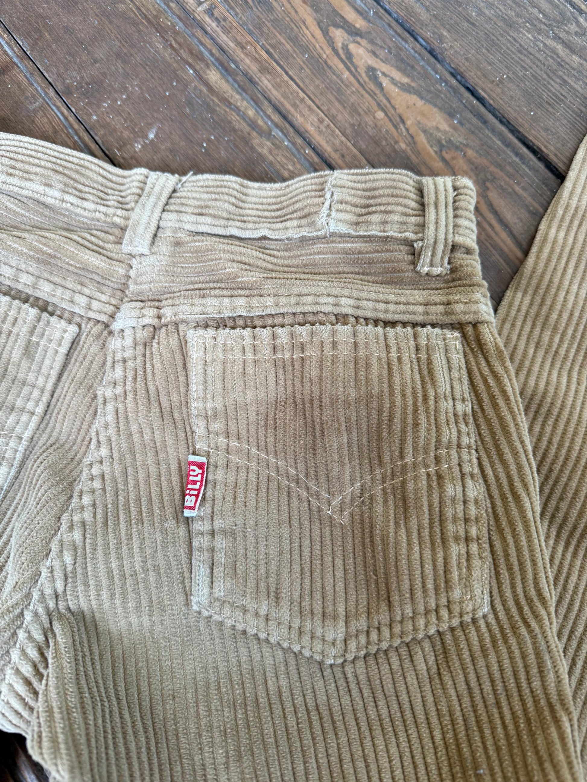 Vintage corduroy pants by billy | tan high waist straight leg | petite fit | 90s style cord trousers | size xxs–xs