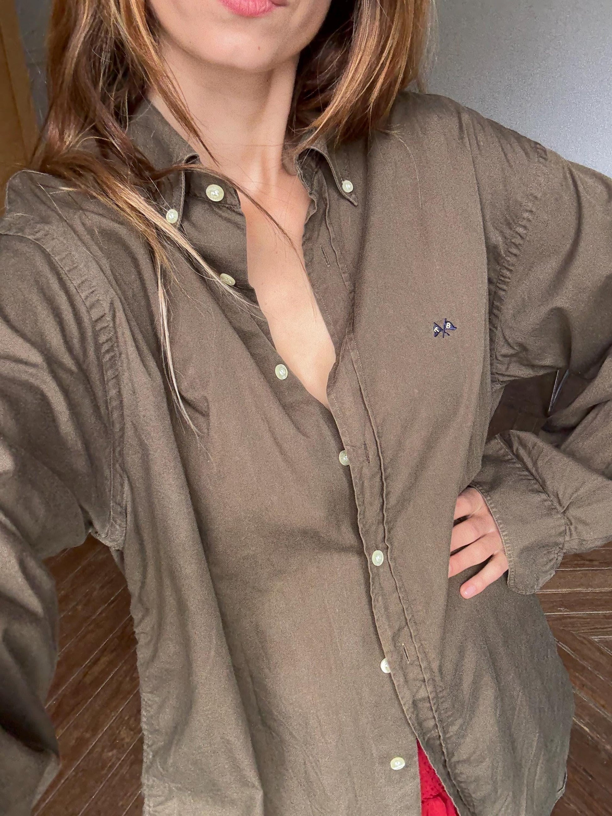 Vintage thomas burberry oversized shirt | brown 100% cotton button-up | men’s xl / women’s l-xl | unisex preppy fit |