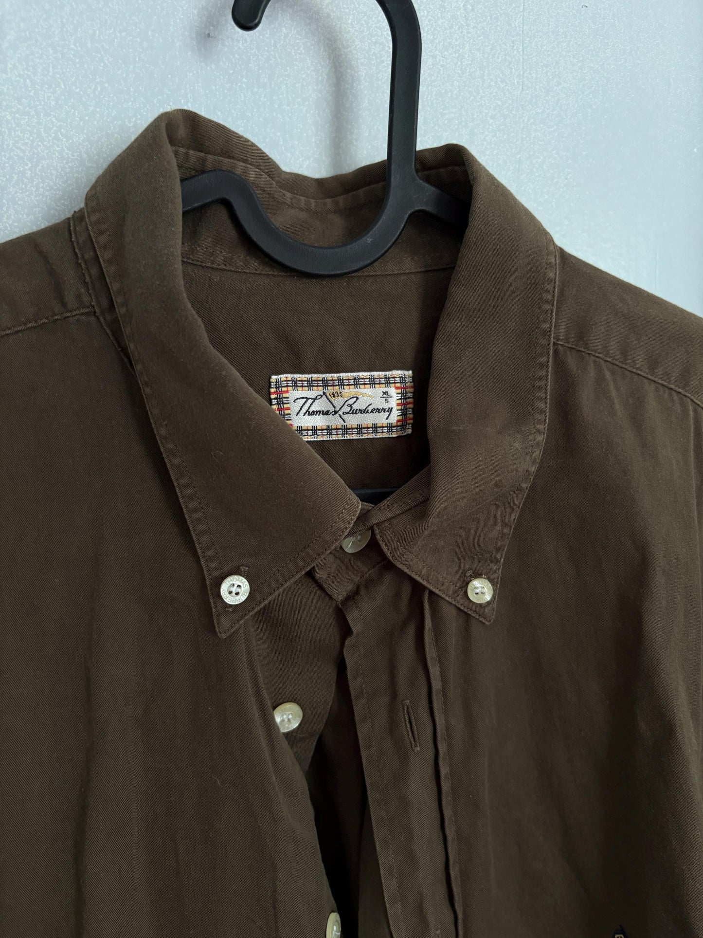 Vintage thomas burberry oversized shirt | brown 100% cotton button-up | men’s xl / women’s l-xl | unisex preppy fit |