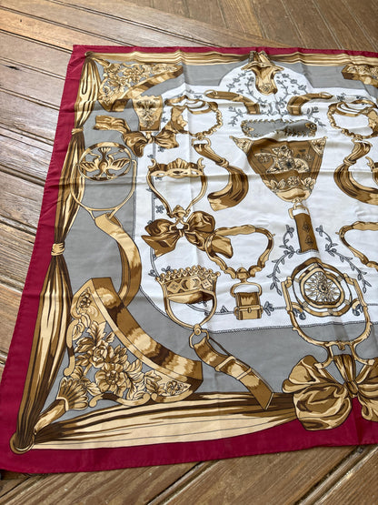 Vintage Hermès Silk Scarf Gold Baroque Print