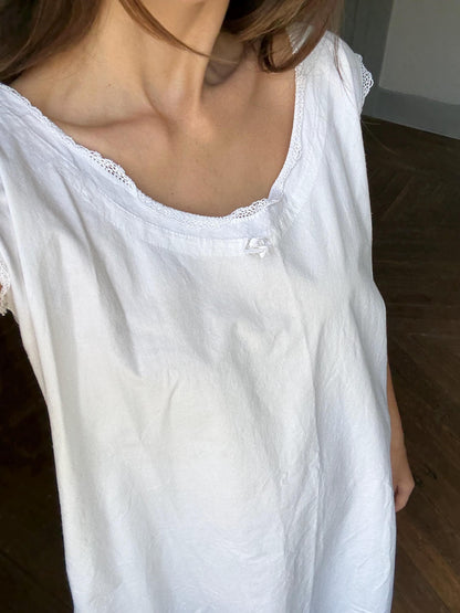 White Vintage Linen Slip Dress — additional view 6