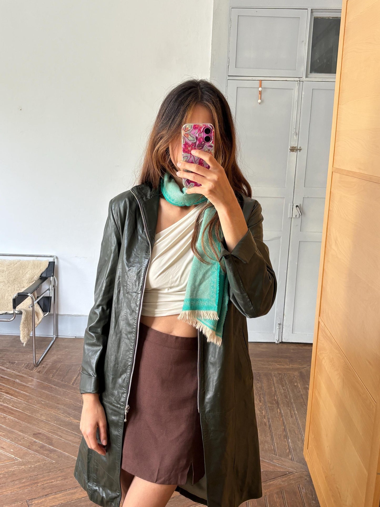 Vintage versace scarf green medusa logo luxury italian style – 31x162cm – branded statement accessory