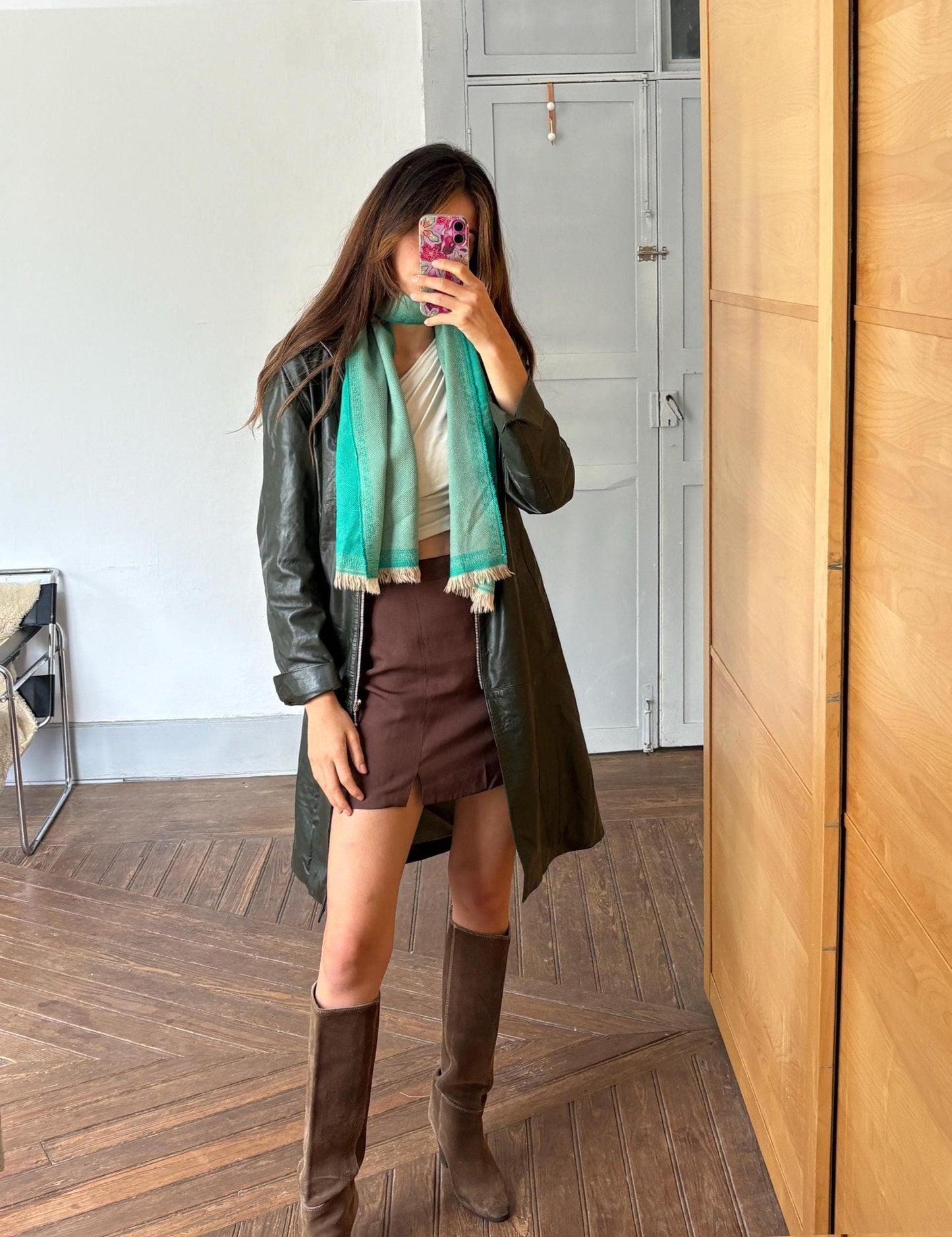 Vintage versace scarf green medusa logo luxury italian style – 31x162cm – branded statement accessory