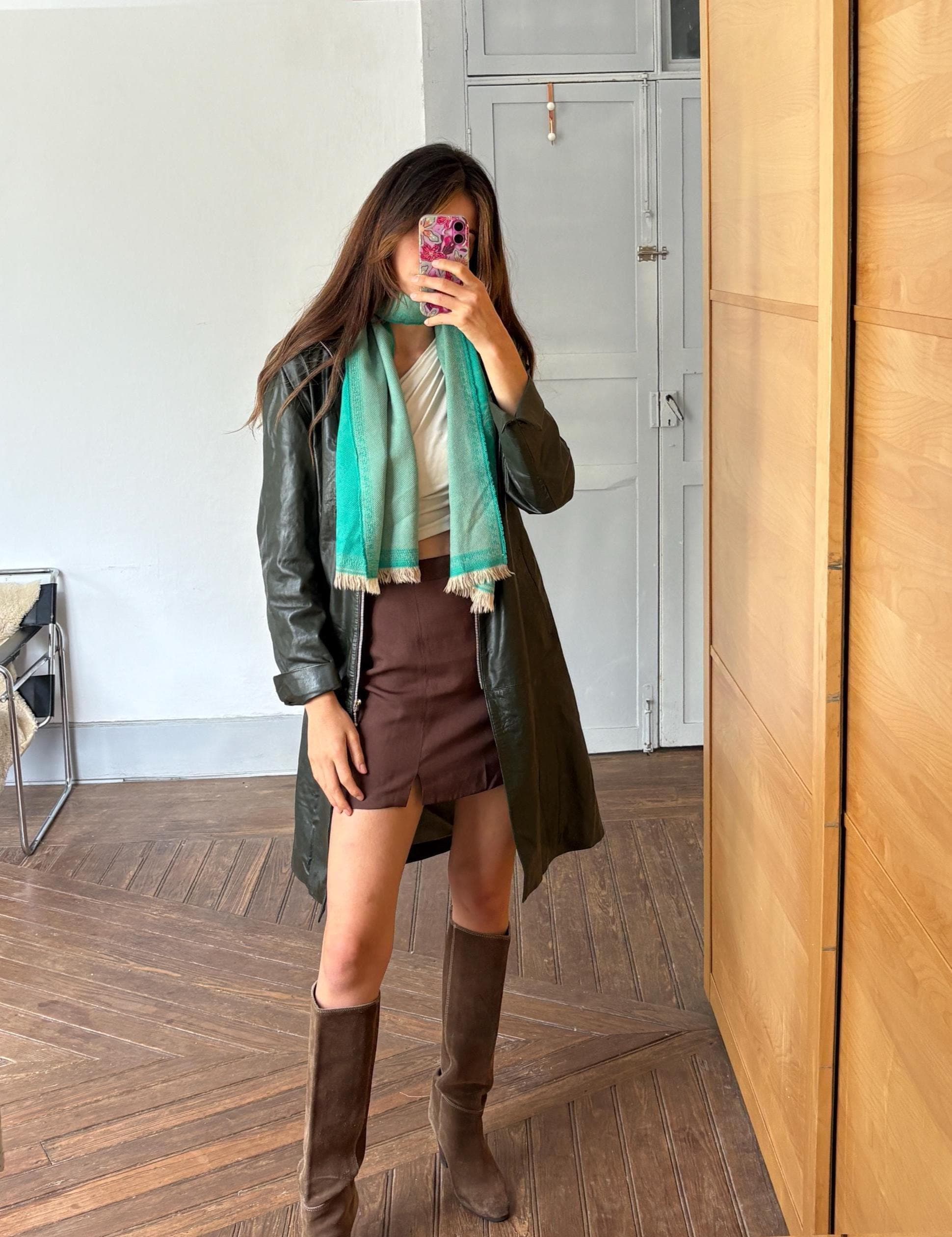 Vintage versace scarf green medusa logo luxury italian style – 31x162cm – branded statement accessory