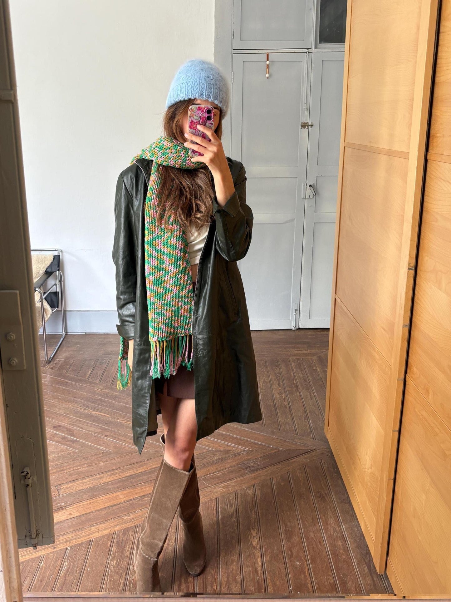 Vintage angora blend winter hat, light blue small size warm knit beanie., cozy soft fuzzy cap for children