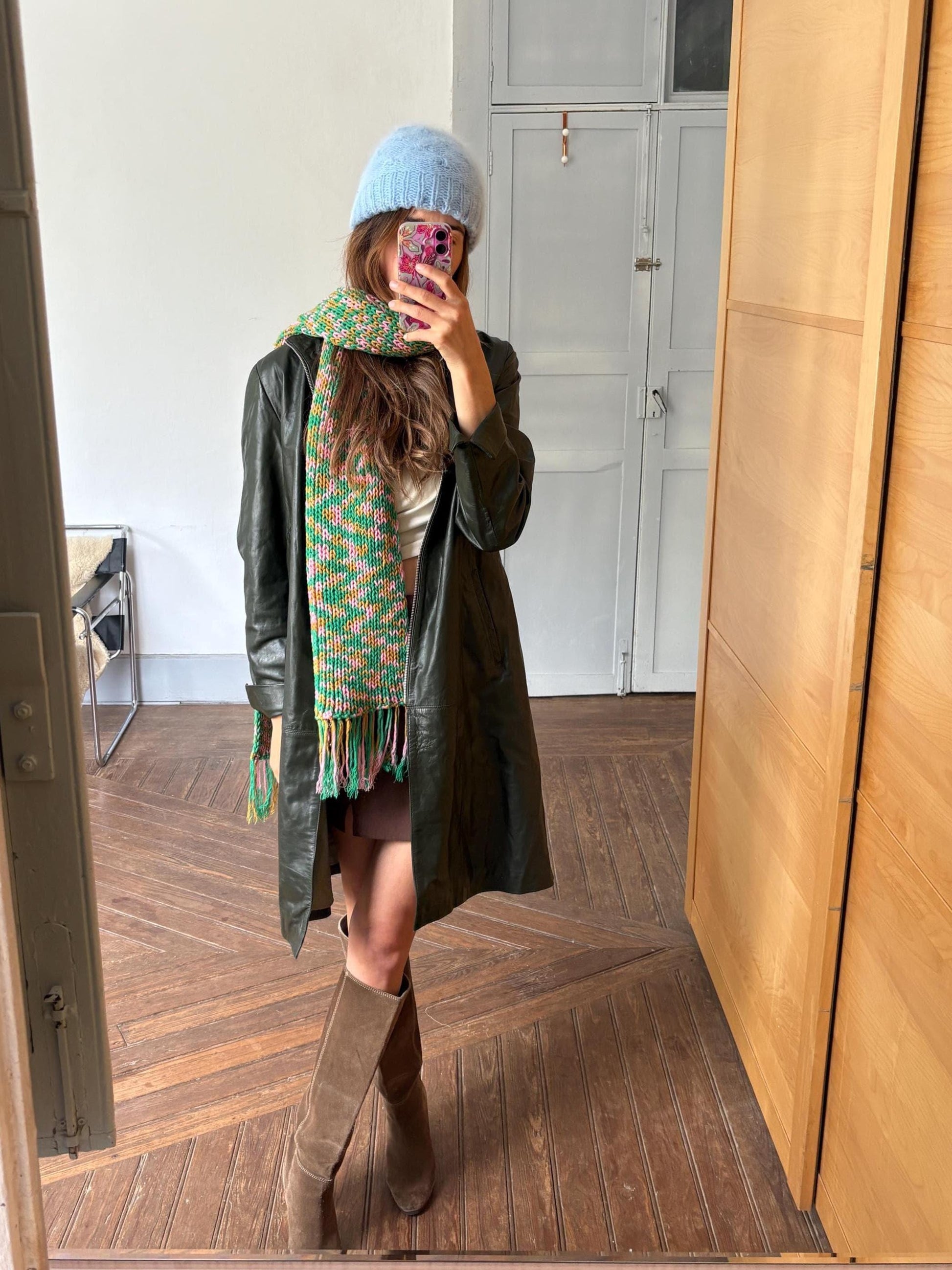 Vintage angora blend winter hat, light blue small size warm knit beanie., cozy soft fuzzy cap for children