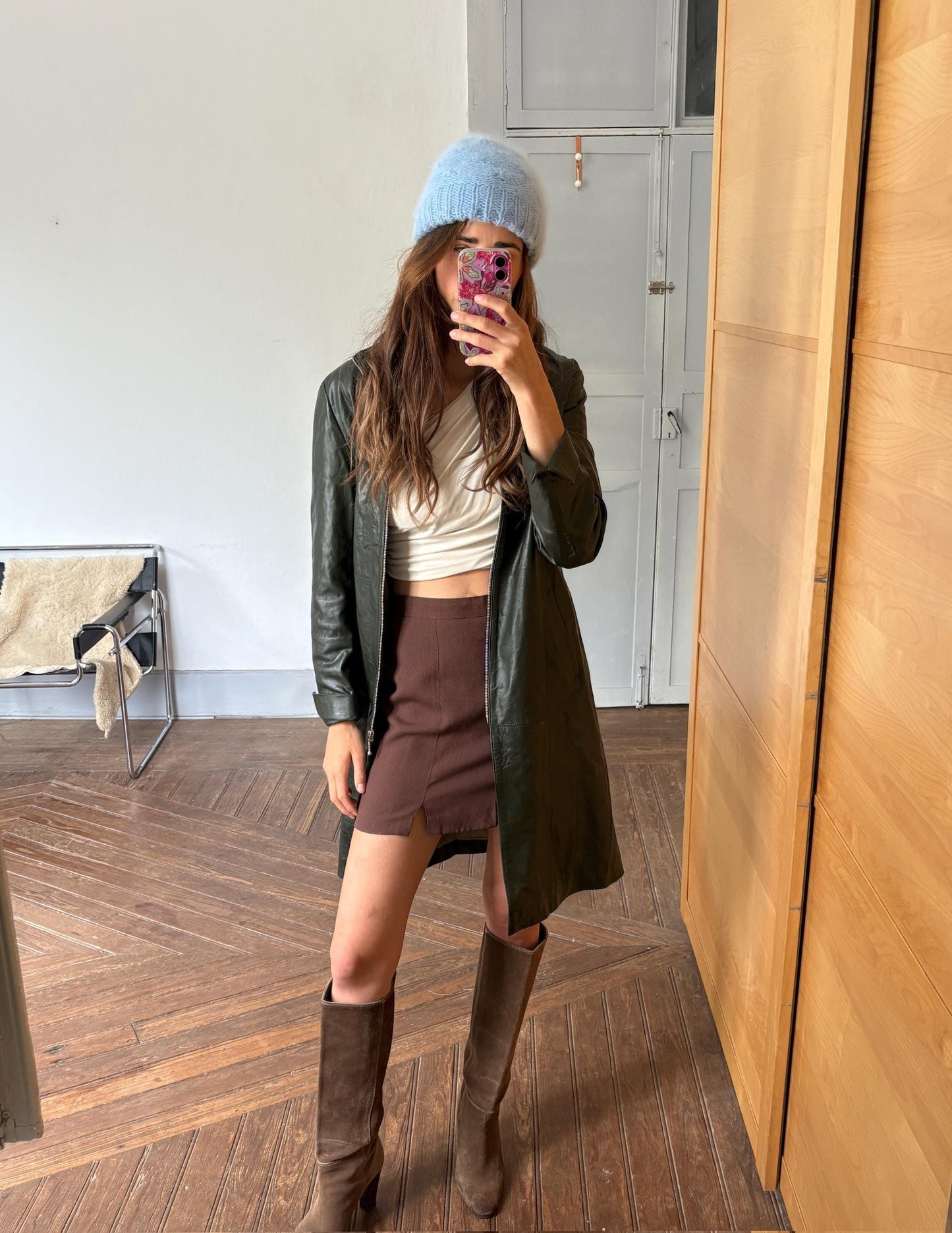 Vintage angora blend winter hat, light blue small size warm knit beanie., cozy soft fuzzy cap for children