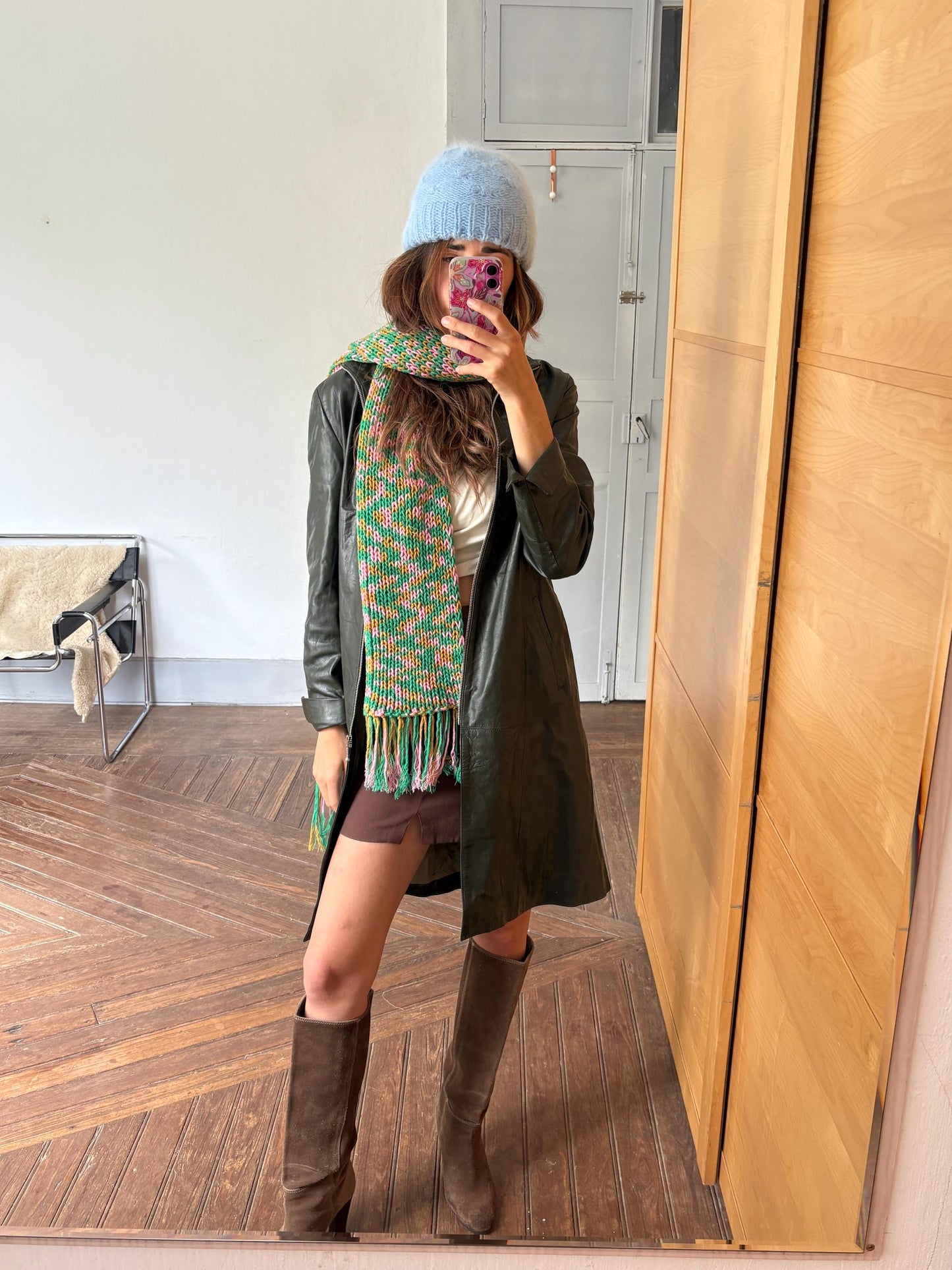 Vintage angora blend winter hat, light blue small size warm knit beanie., cozy soft fuzzy cap for children