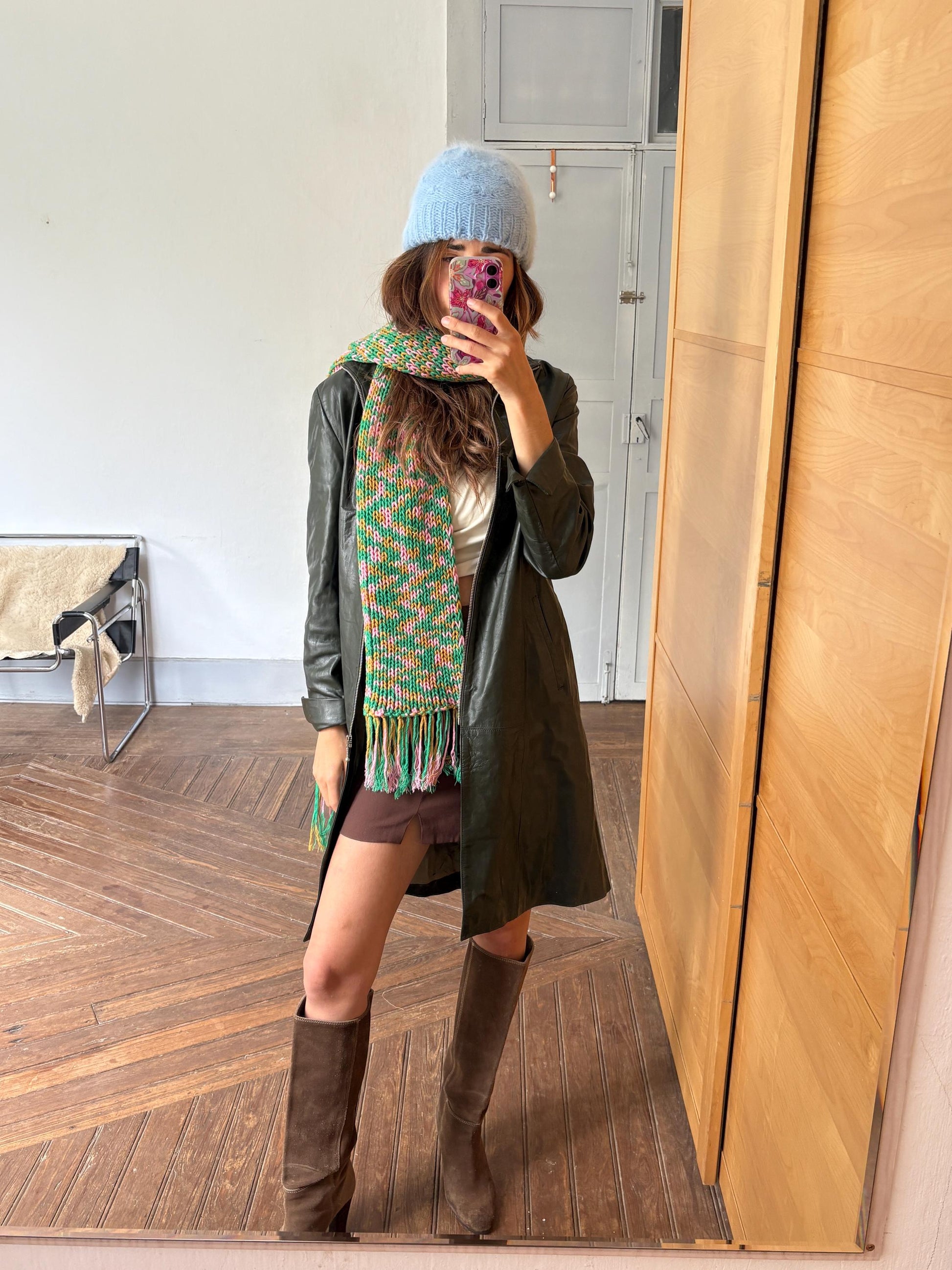 Vintage angora blend winter hat, light blue small size warm knit beanie., cozy soft fuzzy cap for children