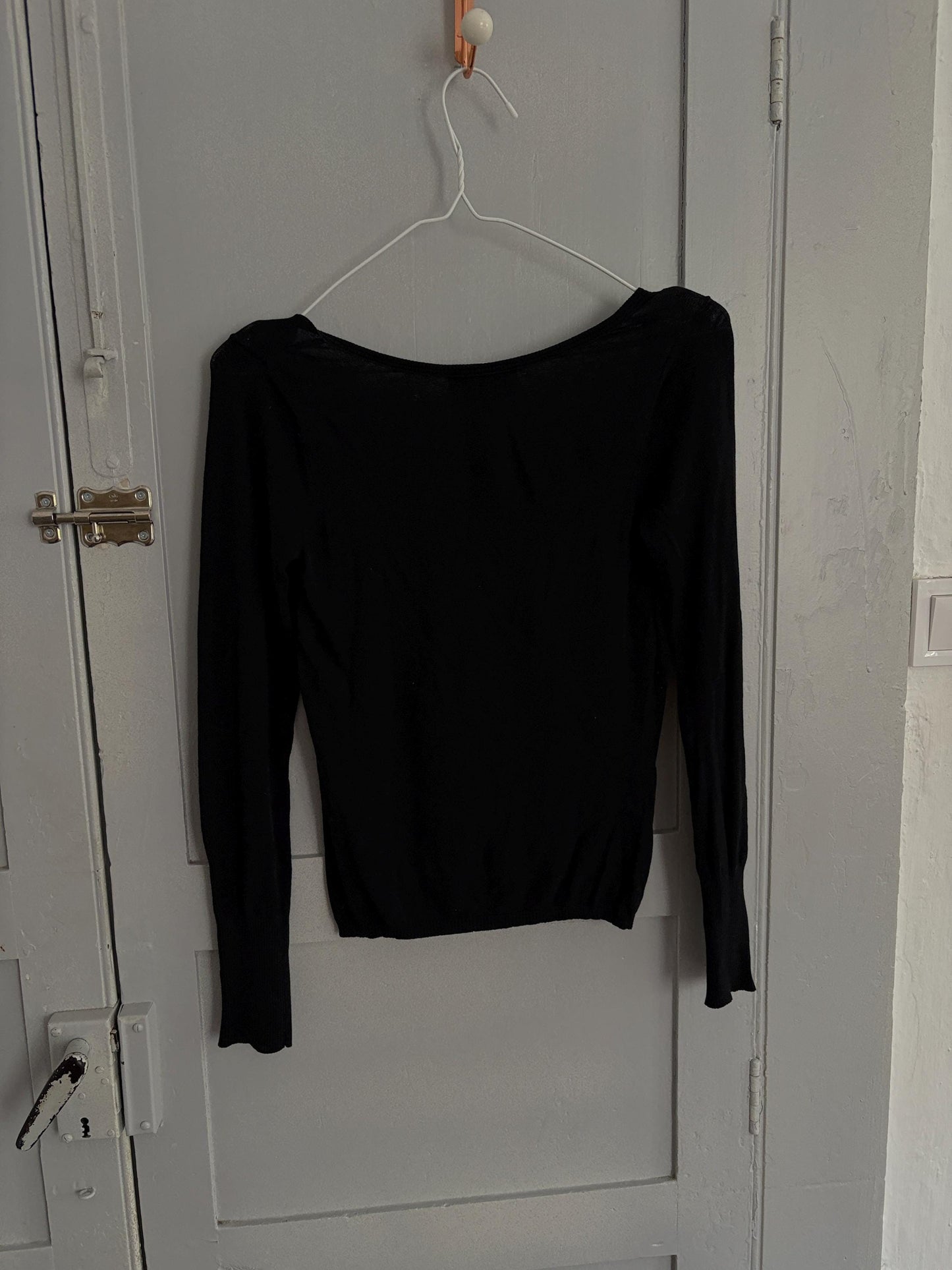 Vintage patrizia pepe firenze long sleeve woman shirt, luxury long sleeves feminine black lace top romantic style, size s