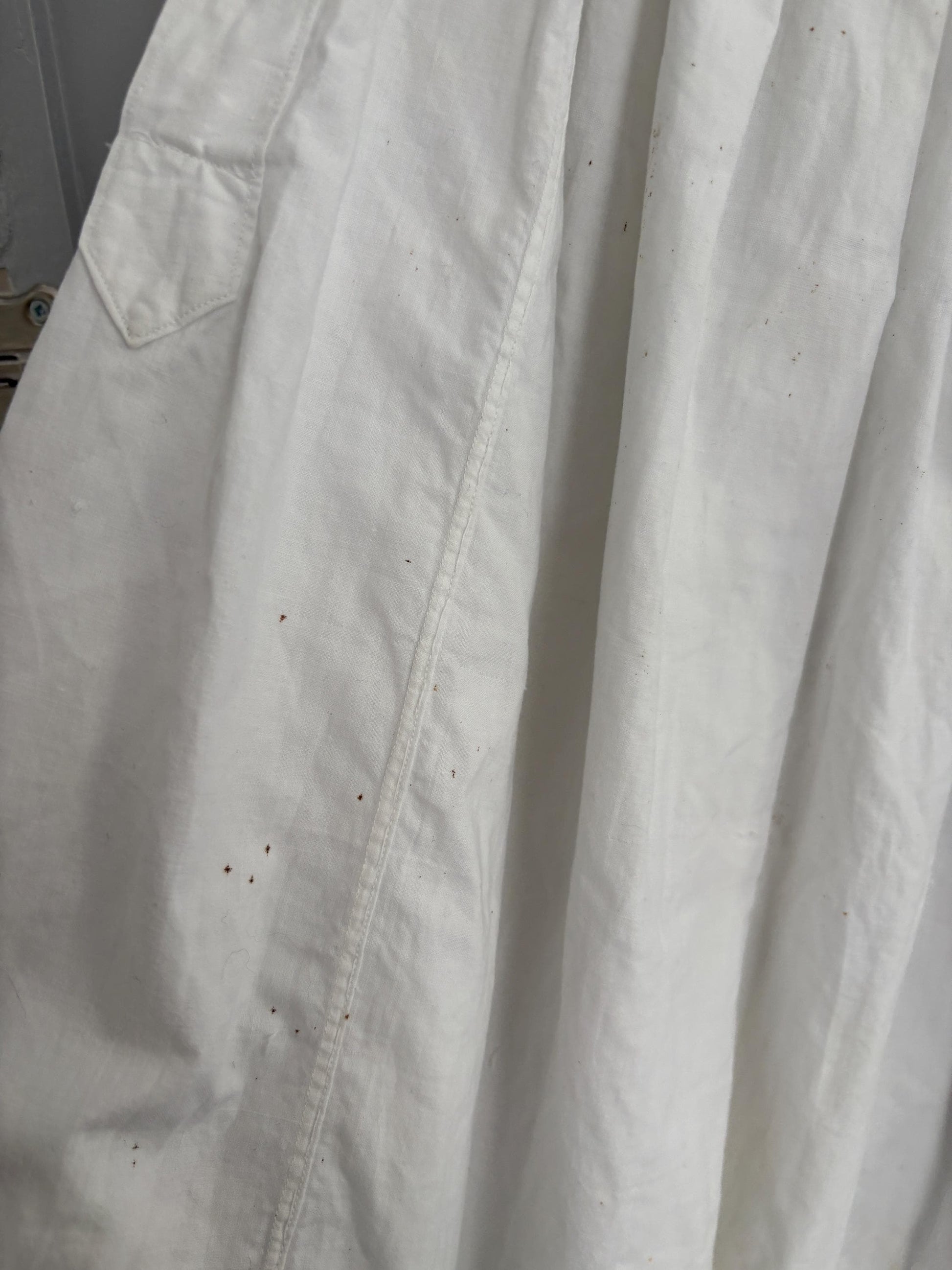 Antique spanish skirt, handmade cotton petticoat vintage white underskirt with embroidery, cottagecore romantic lace hem midi skirt