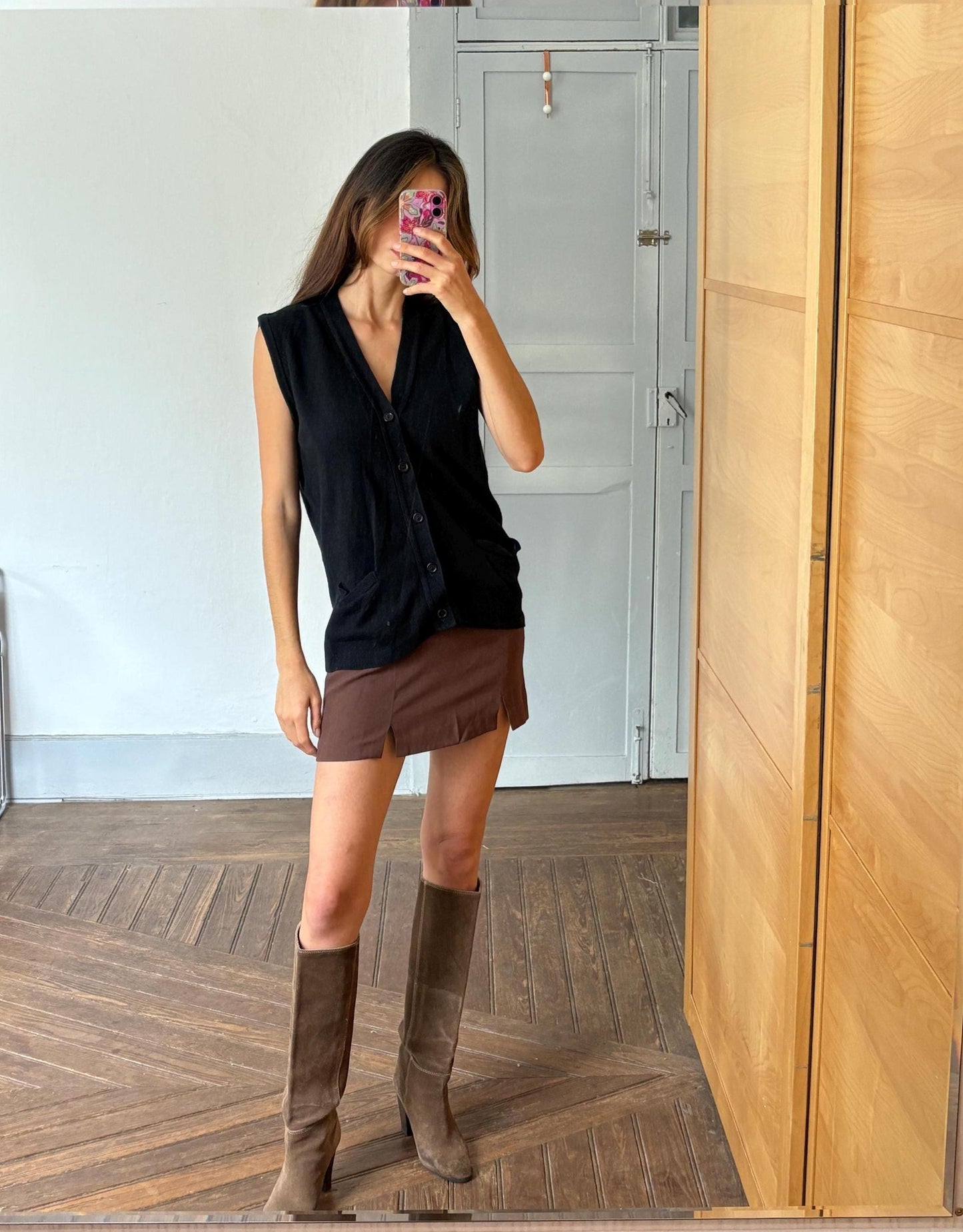 Cashmere blend waistcoat, dark academia aesthetic luxury winter gilet, vintage navy blue gilet, minimalist work top, size s