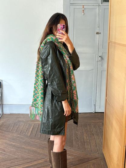 Vintage Colorful Knit Scarf With Fringe — additional view 6