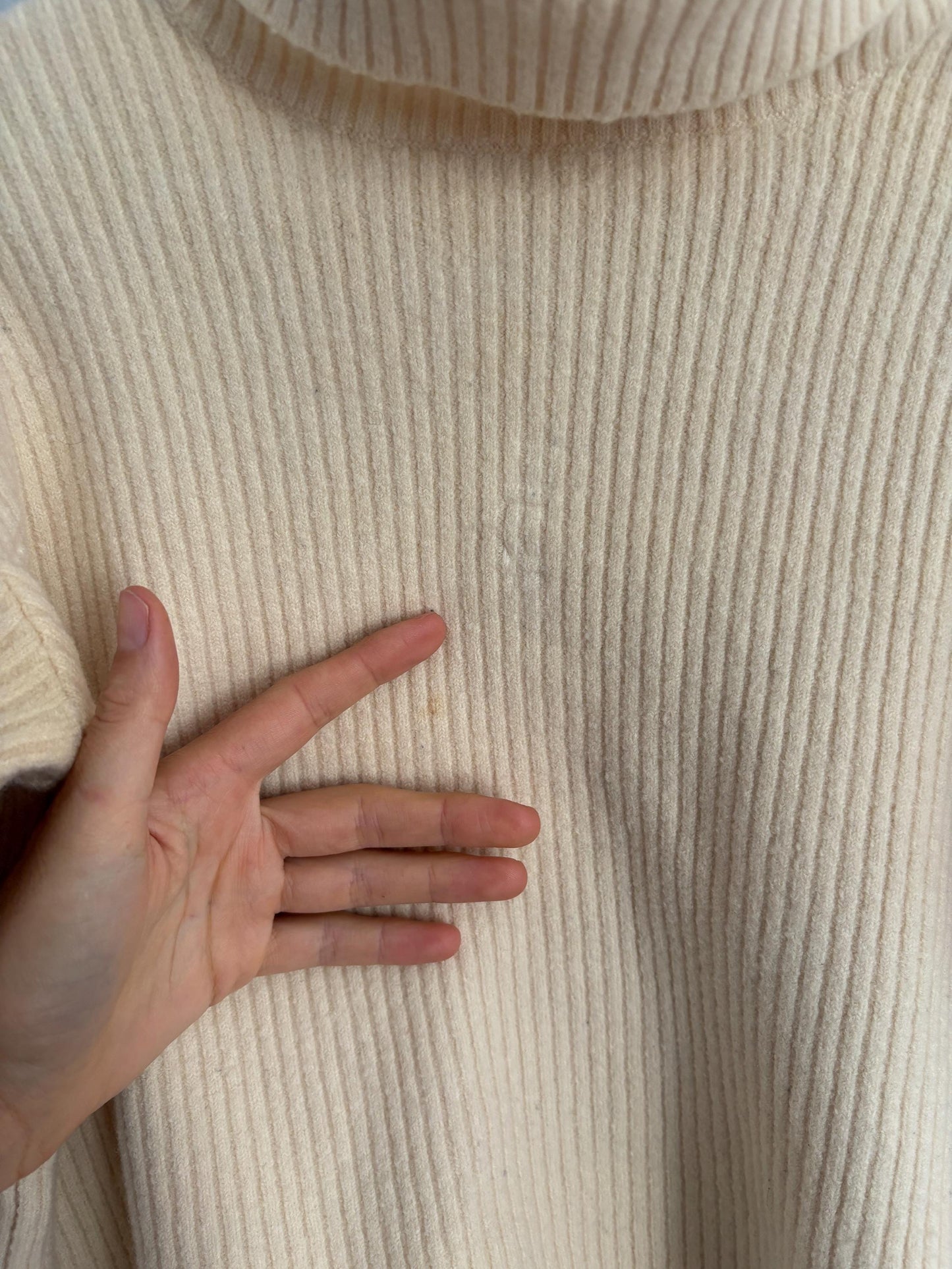 Vintage escada by margaretha ley wool cashmere turtleneck, cream cropped sweater made in germany luxury knitwear, Size XS