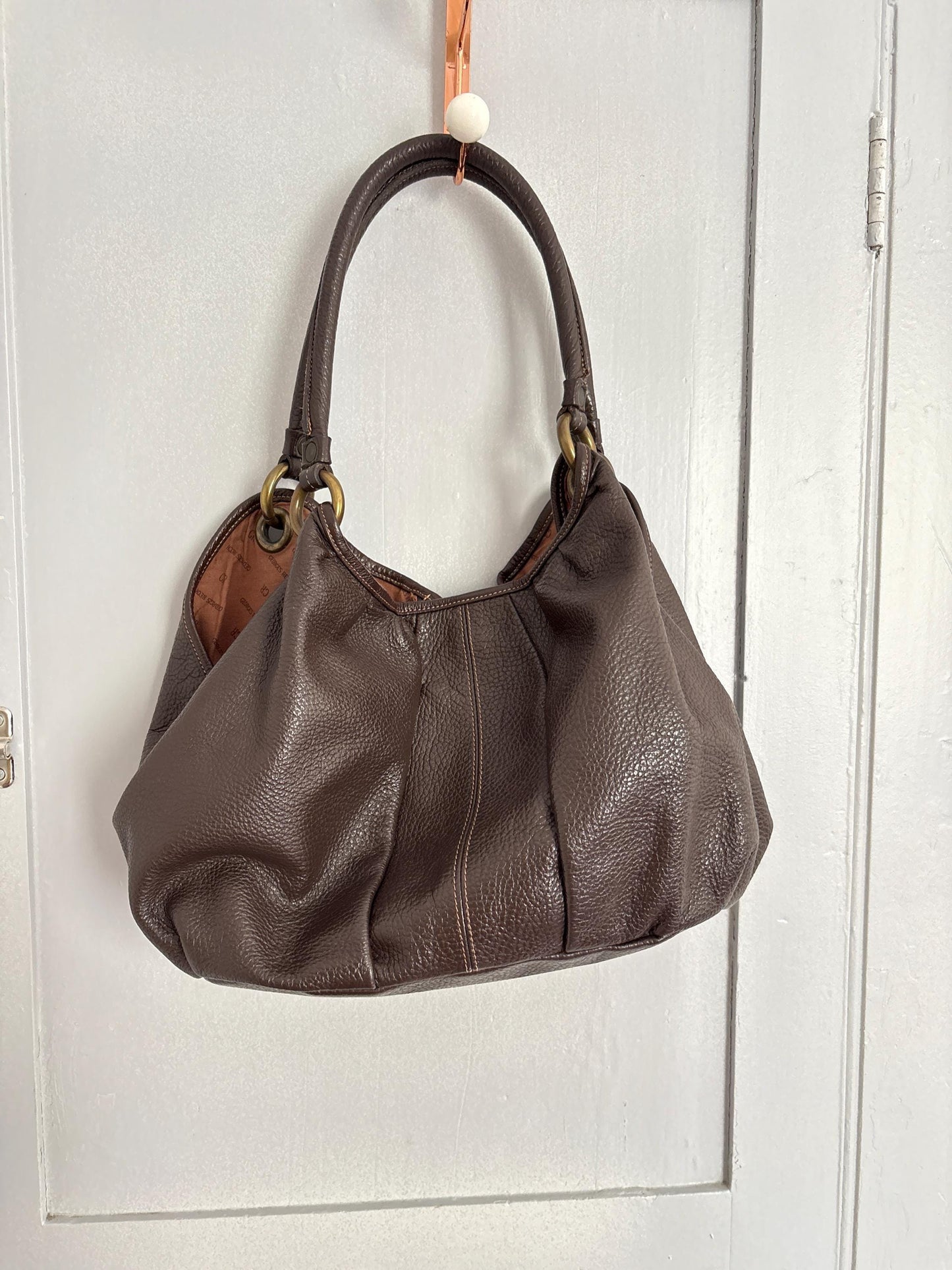 Vintage georges rech shoulder bag, genuine leather luxury brown bag, tassel detail gossip girl aesthetic, serena van der woodsen style