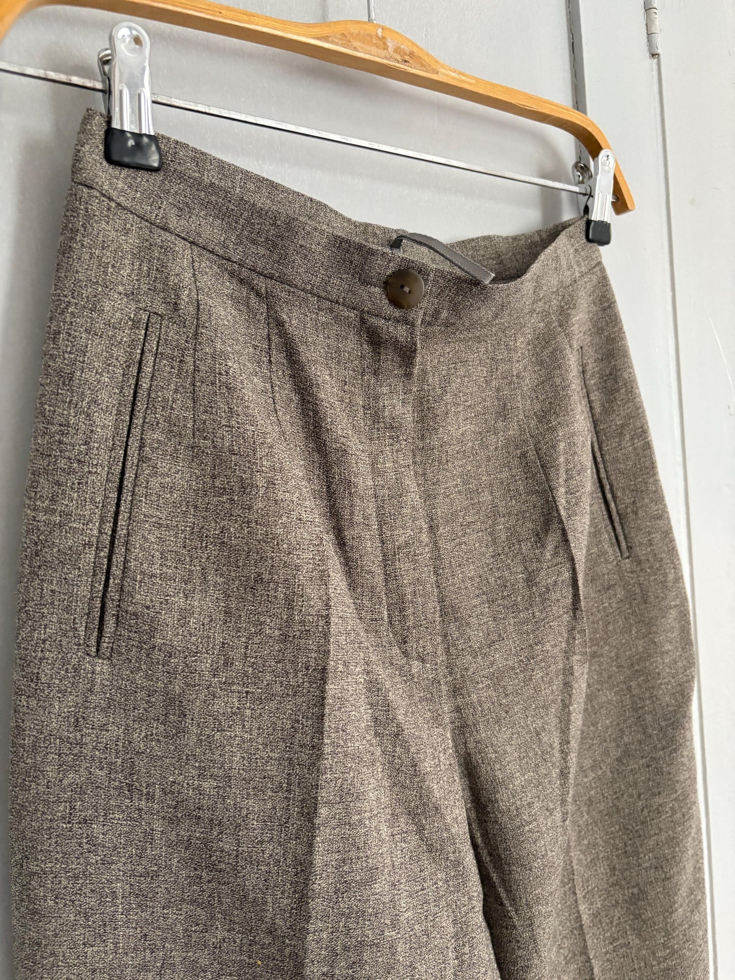 Vintage luxe italian pants for women, grey work wear office trousers, girlboss professional fit clothing, size xs - s