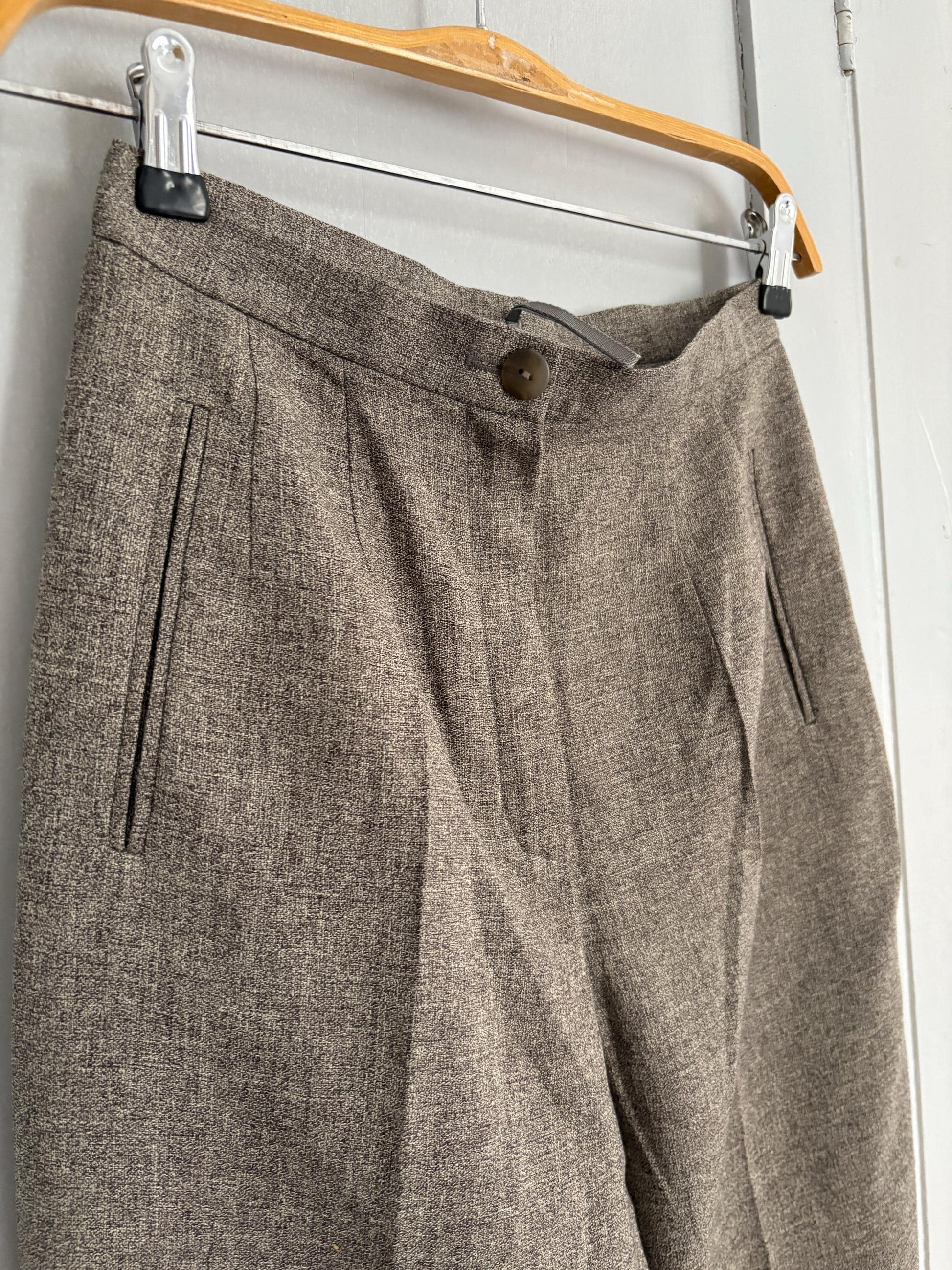 Vintage luxe italian pants for women, grey work wear office trousers, girlboss professional fit clothing, size xs - s