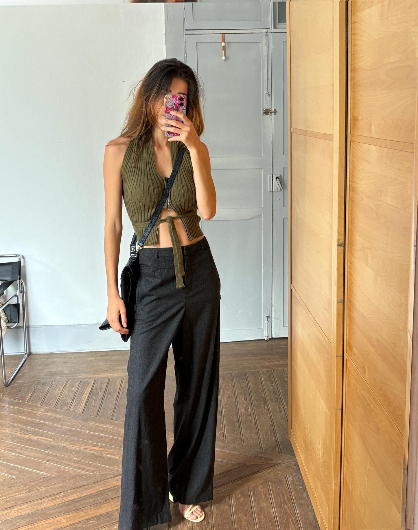 Vintage rene lezard luxury trousers, unworn with tags, wool wide leg pants high rise tailored office wear,