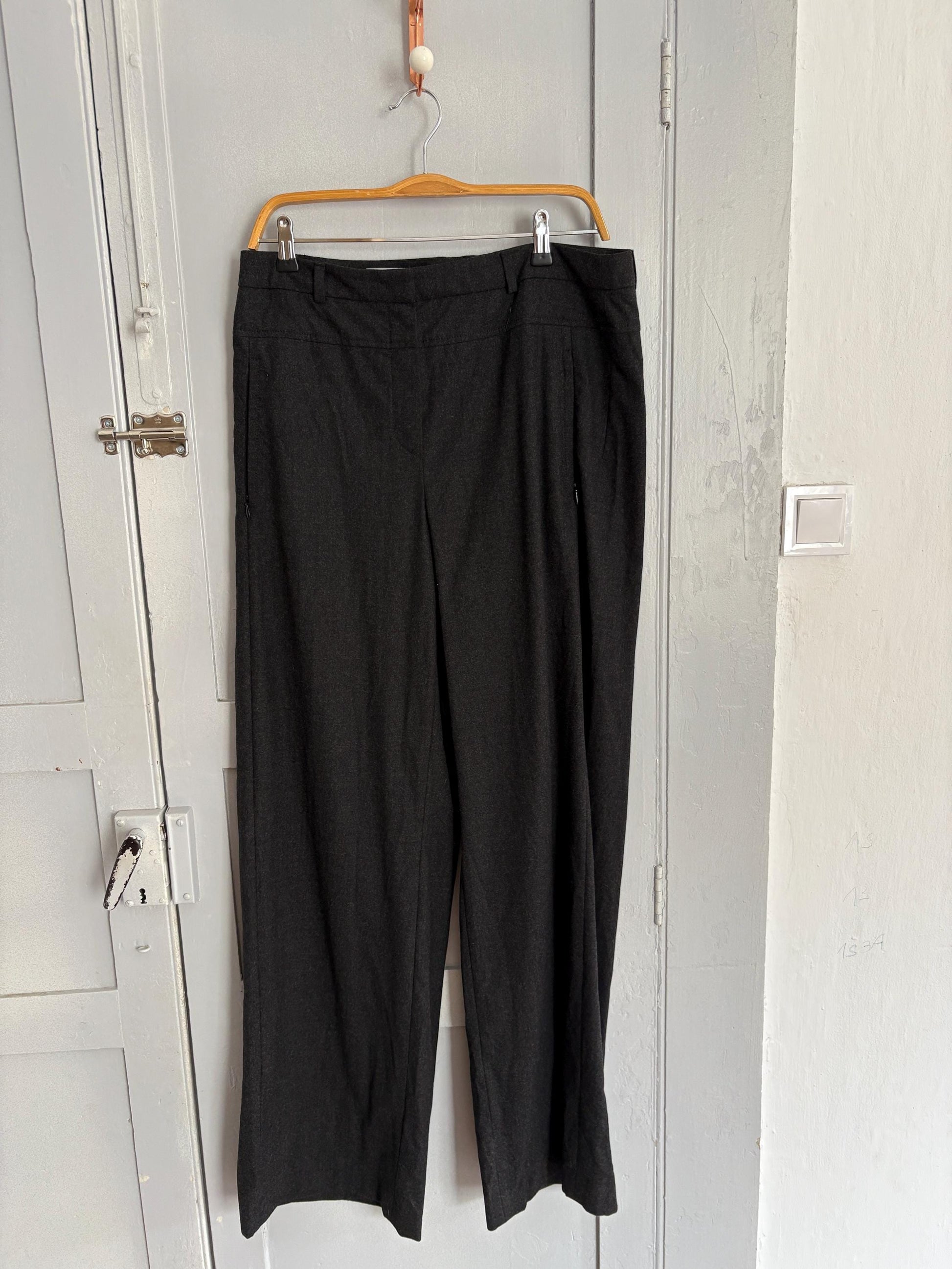 Vintage rene lezard luxury trousers, unworn with tags, wool wide leg pants high rise tailored office wear,