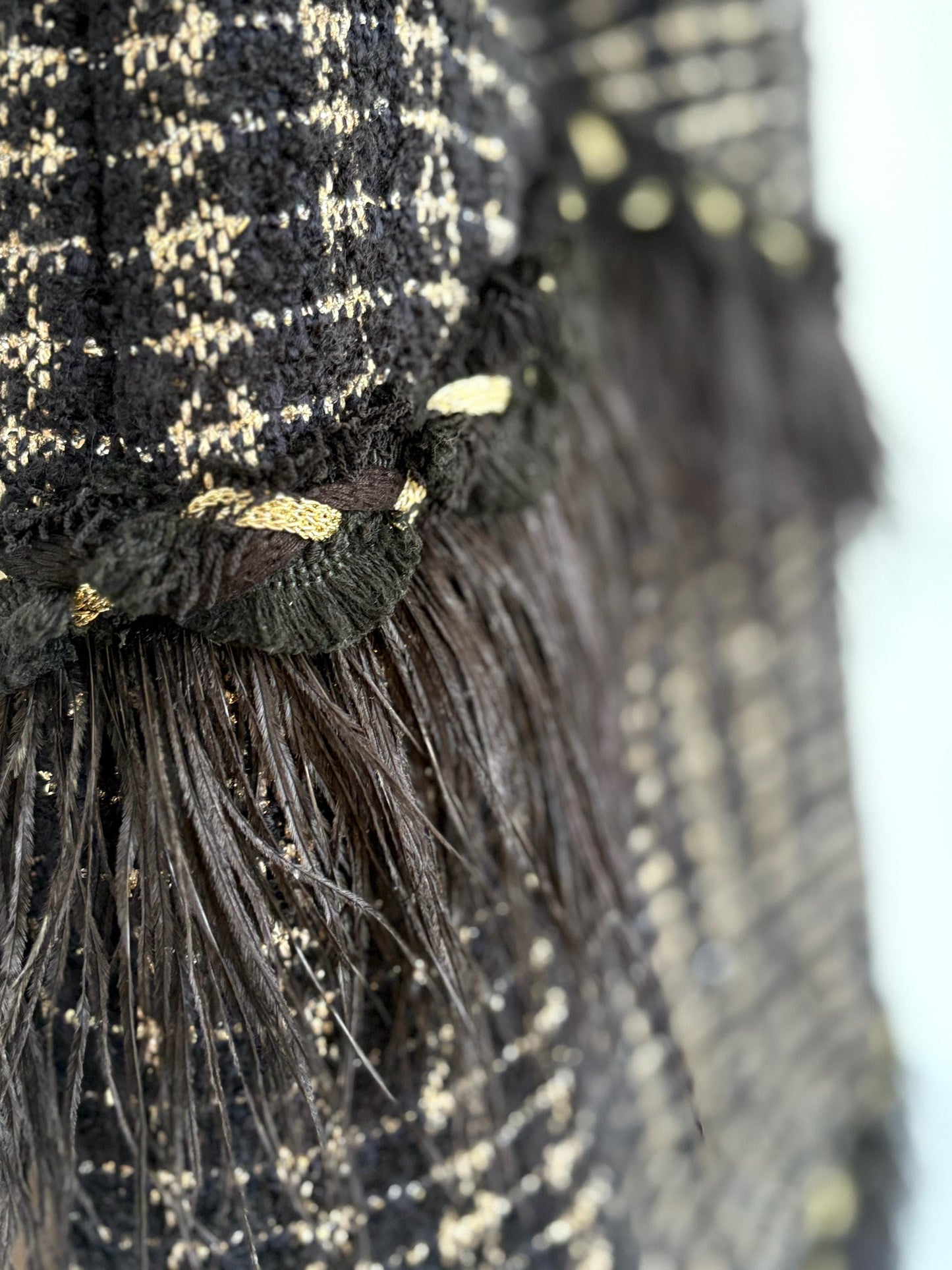 Vintage uterque woman dress with real feathers, wool blend winter dress, french parisian style clothing, luxe midi dress, size s