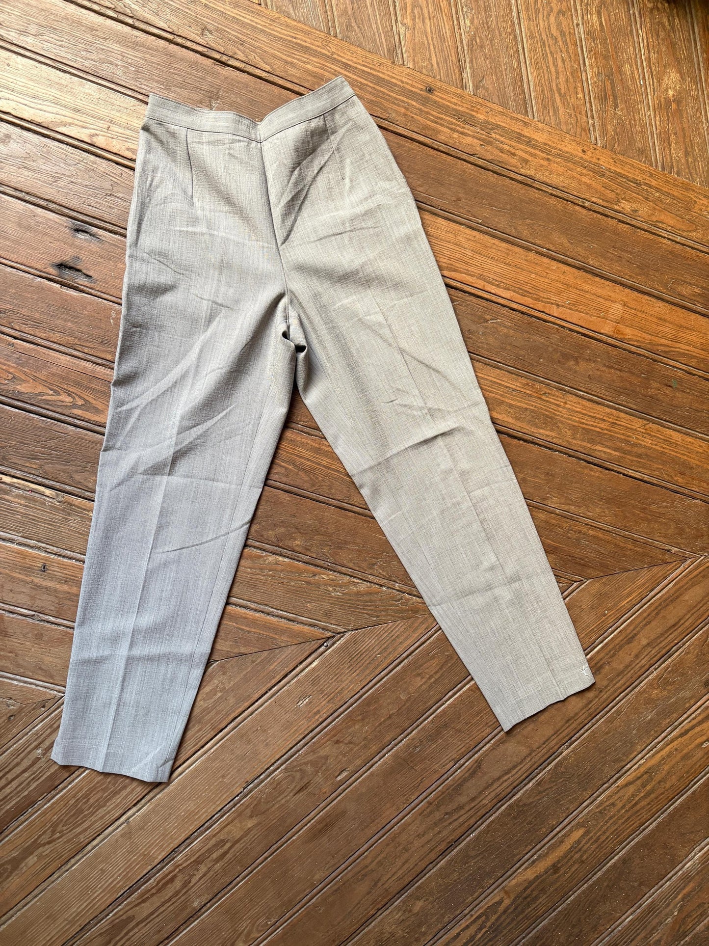 Vintage light academia trousers, wool blend formal cropped high waist pleated pants, elegant formal straight leg,