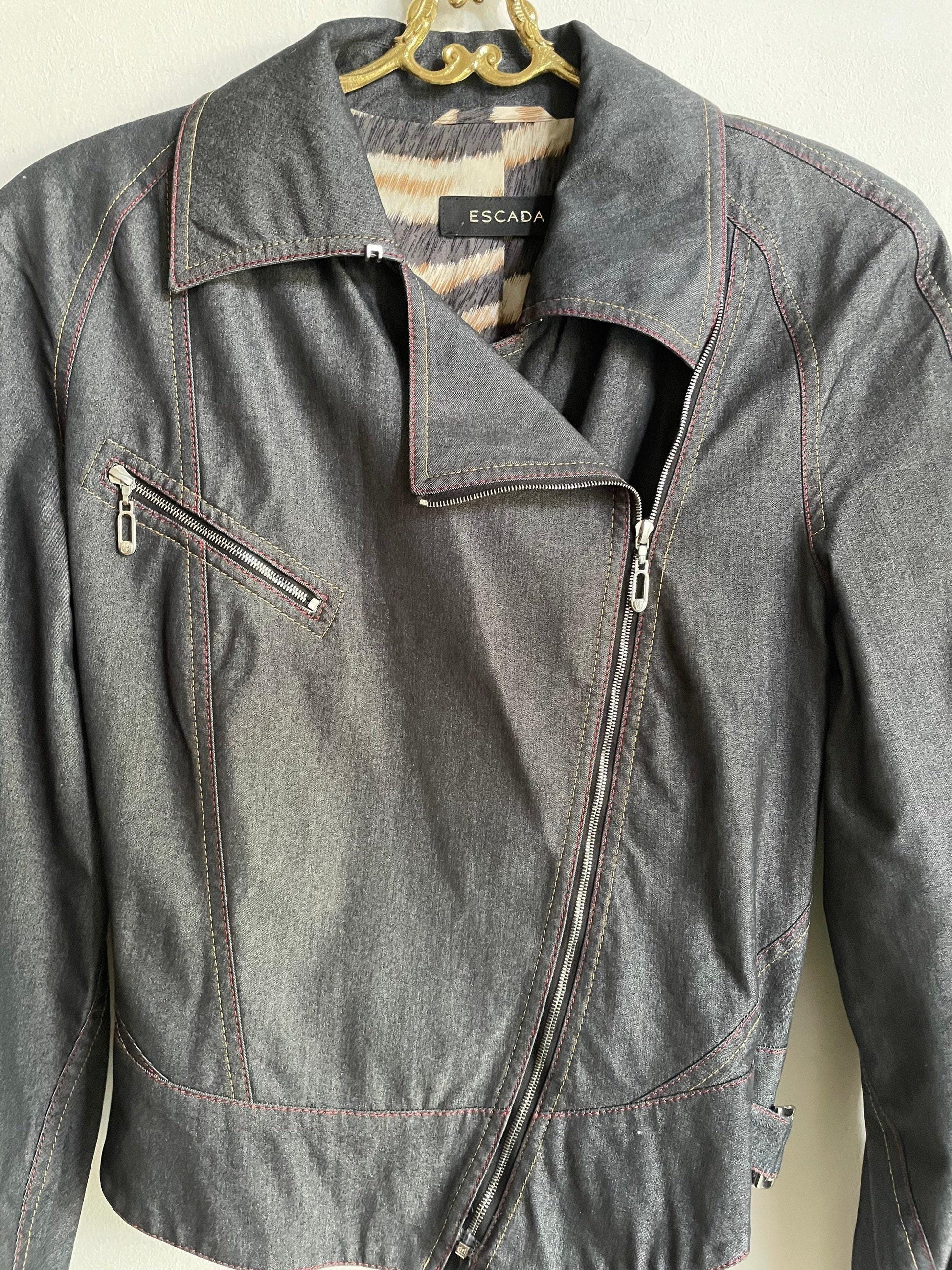 Vintage silk escada jacket, designer summer coat, germany design clothing, s - m