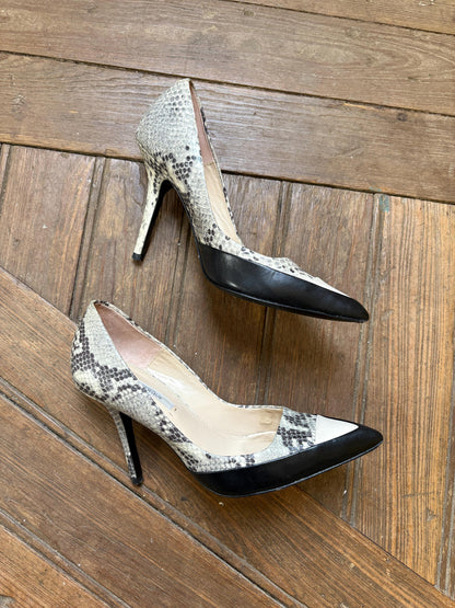 Uterqüe Snake Print Heels Black Leather 90s EU 38
