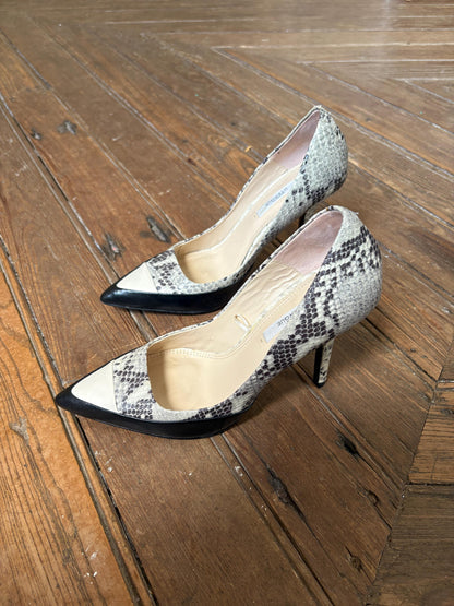 Uterqüe Snake Print Heels Black Leather 90s EU 38