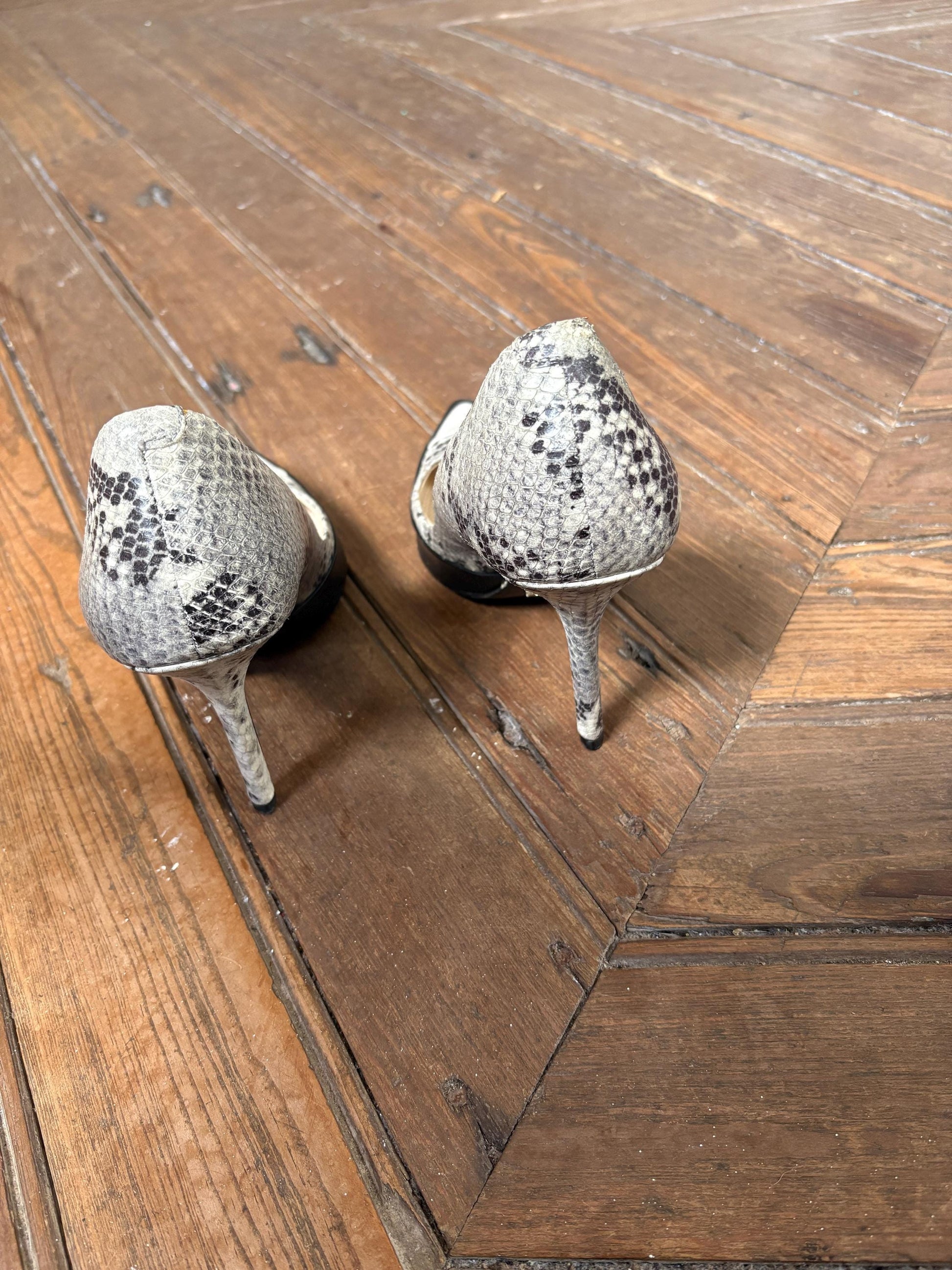 Uterqüe Retro 90s Snake Print Heels – Size EU 38