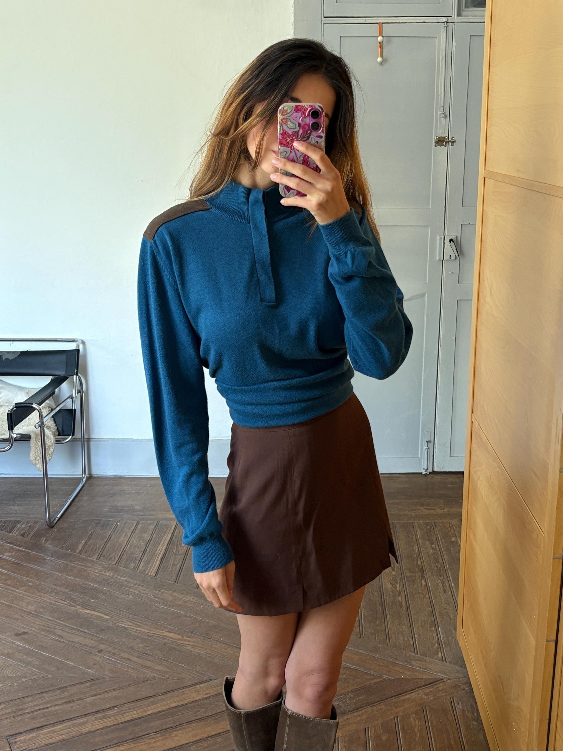 Vintage Massimo Dutti Cashmere - Cotton jumper, UNISEX preppy aesthetic soft knit pullover, Luxury dark academia style, Size L