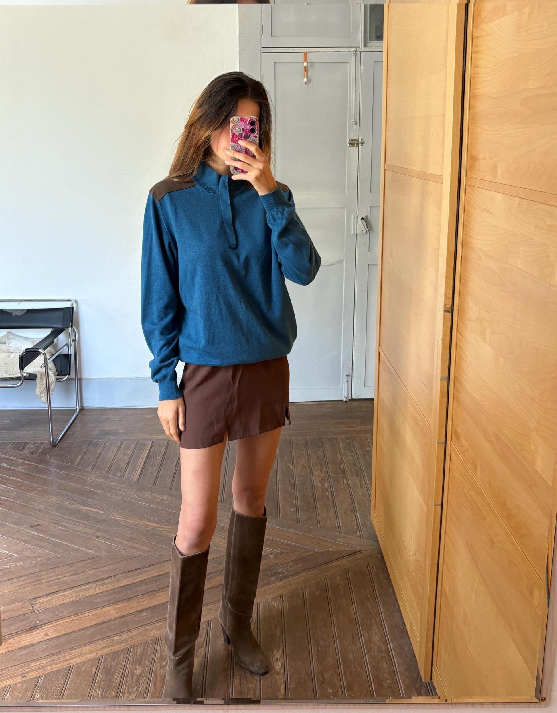 Vintage Massimo Dutti Cashmere - Cotton jumper, UNISEX preppy aesthetic soft knit pullover, Luxury dark academia style, Size L