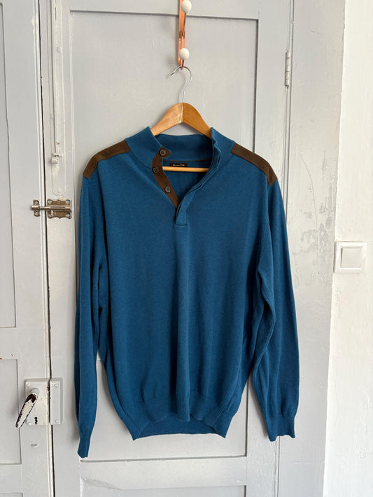 Vintage Massimo Dutti Cashmere - Cotton jumper, UNISEX preppy aesthetic soft knit pullover, Luxury dark academia style, Size L