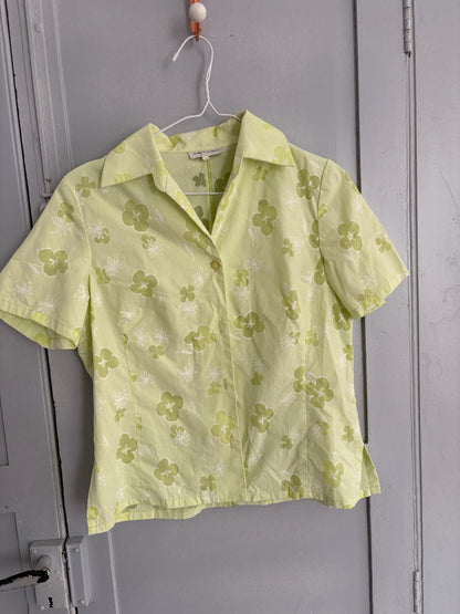 Sheer Vintage Y2K Green Floral Blouse — back view