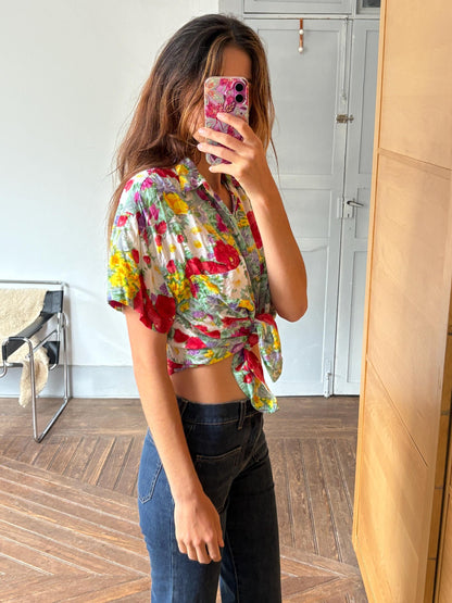 Vintage Floral Summer Blouse, Retro 80s/90s — additional view 6