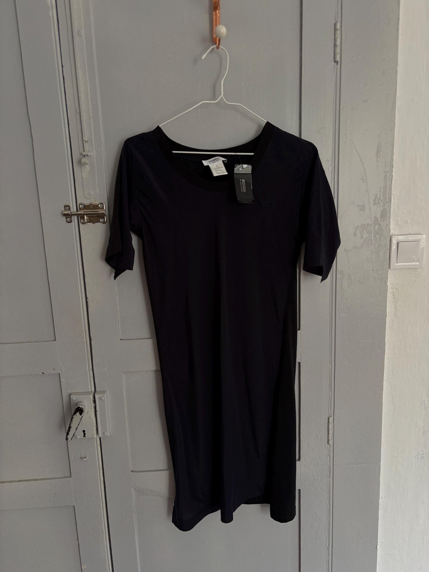 Sonia by Sonia Rykiel black mini dress - silk front cotton back new with tags -secondhand French designer chic outfit, Size S