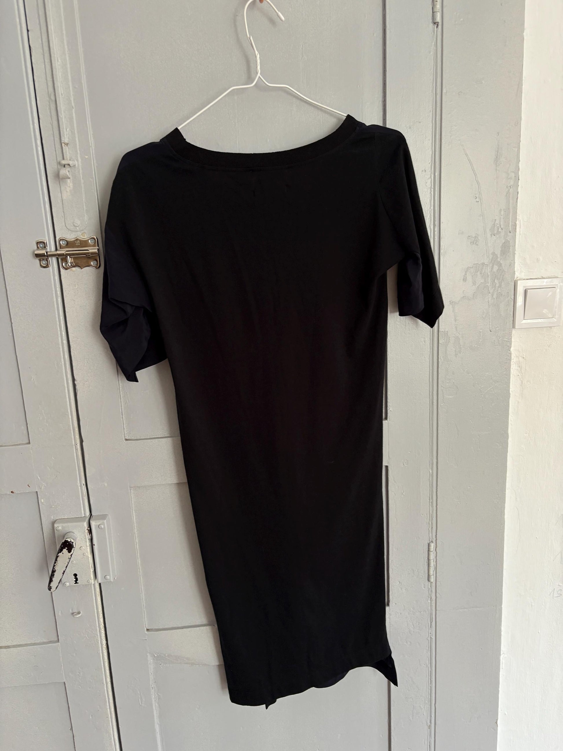 Sonia by Sonia Rykiel black mini dress - silk front cotton back new with tags -secondhand French designer chic outfit, Size S