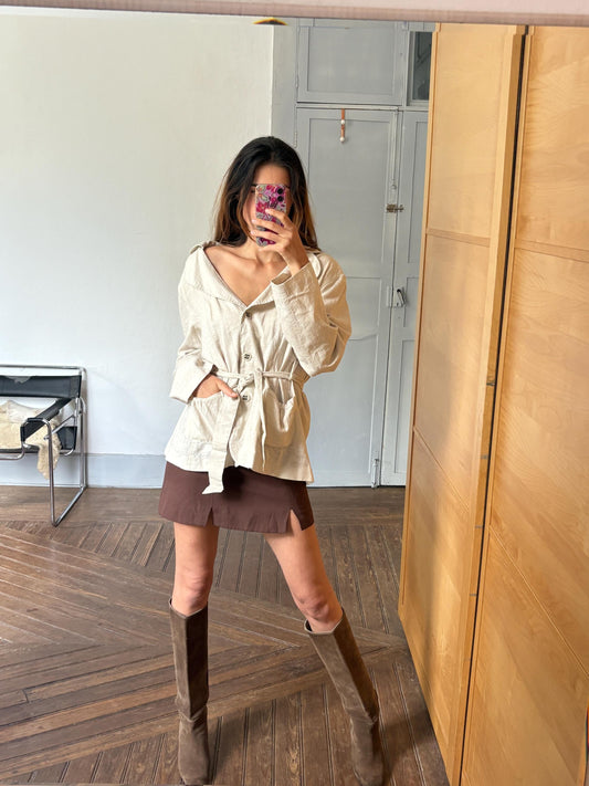 Vintage linen blazer, Natural beige neutral aesthetic summer jacket, Sustainable fashion