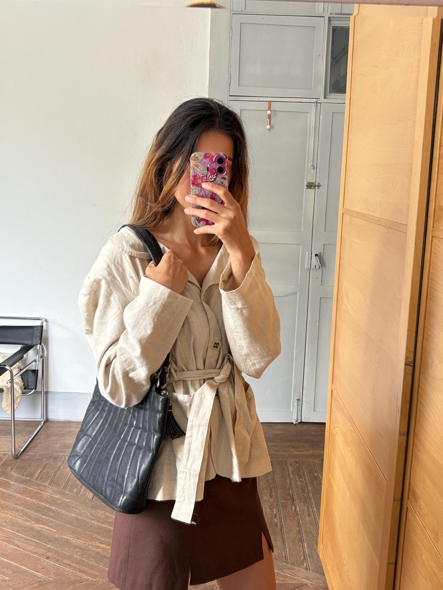 Vintage Linen Blazer in Natural Beige — additional view 6