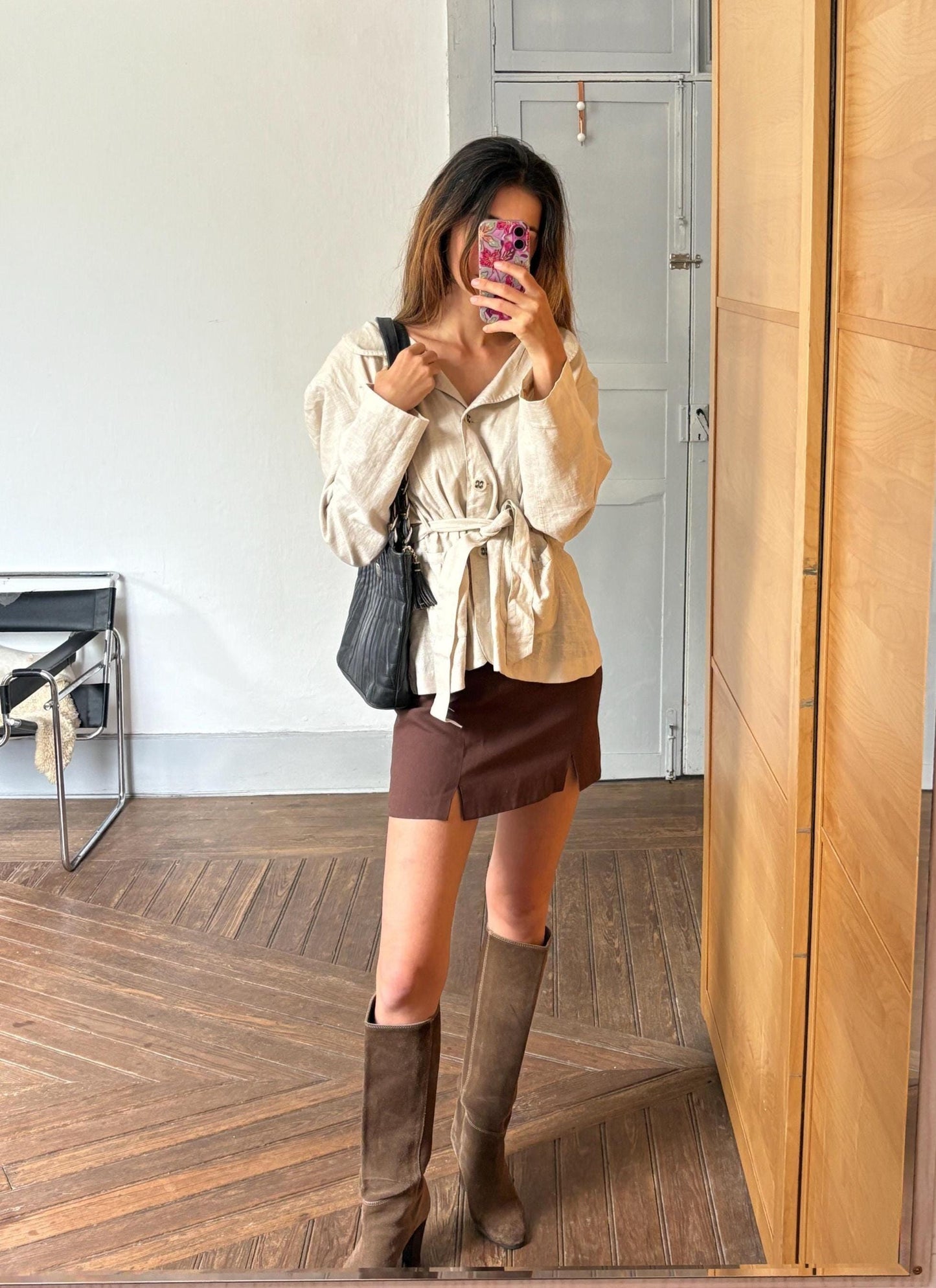 Vintage Linen Blazer in Natural Beige — additional view 5