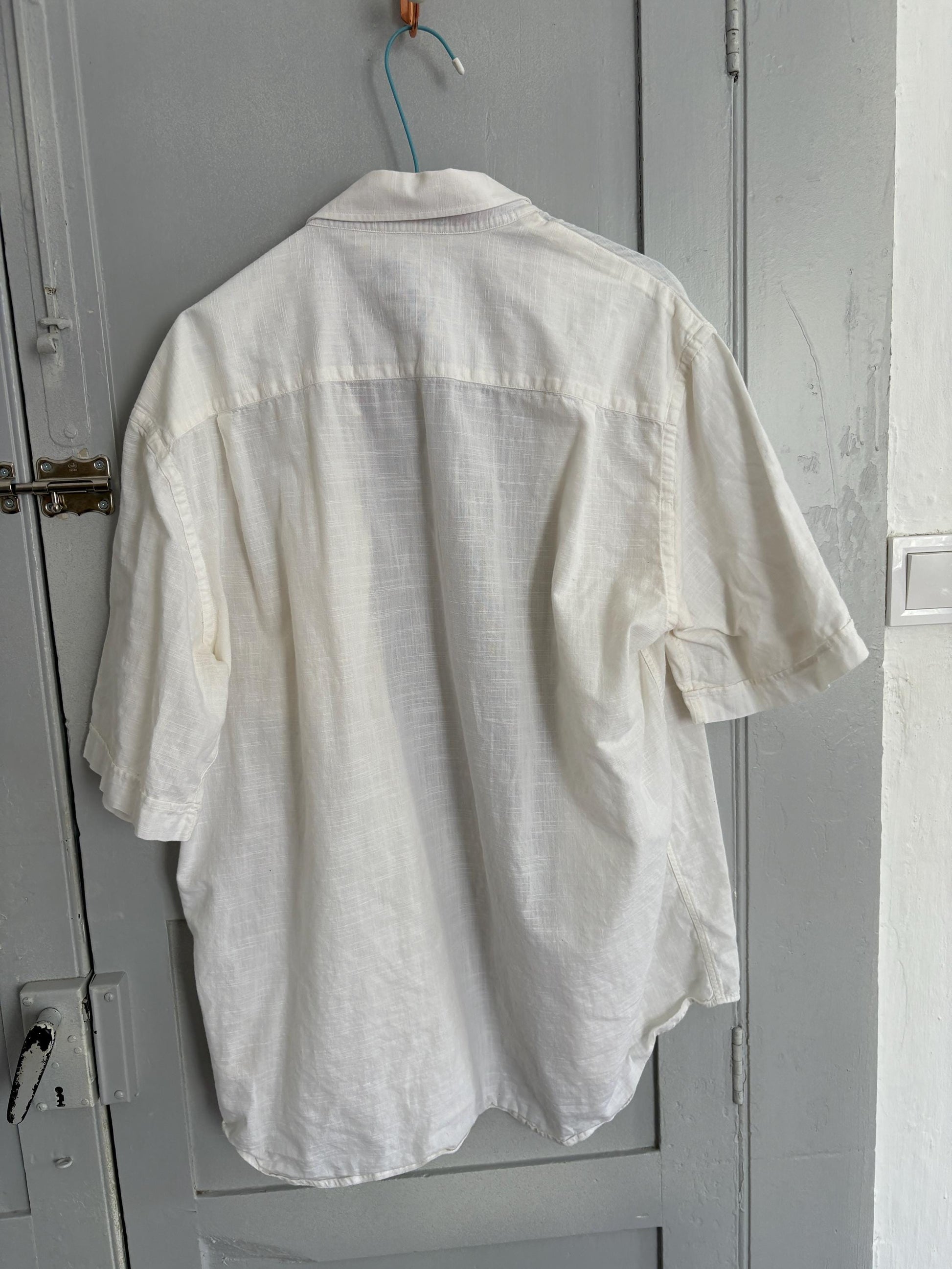 Vintage white blouse Paul & Shark Royal Yacht Club, Mens button down luxury linen maritime summer shirt, Size XL