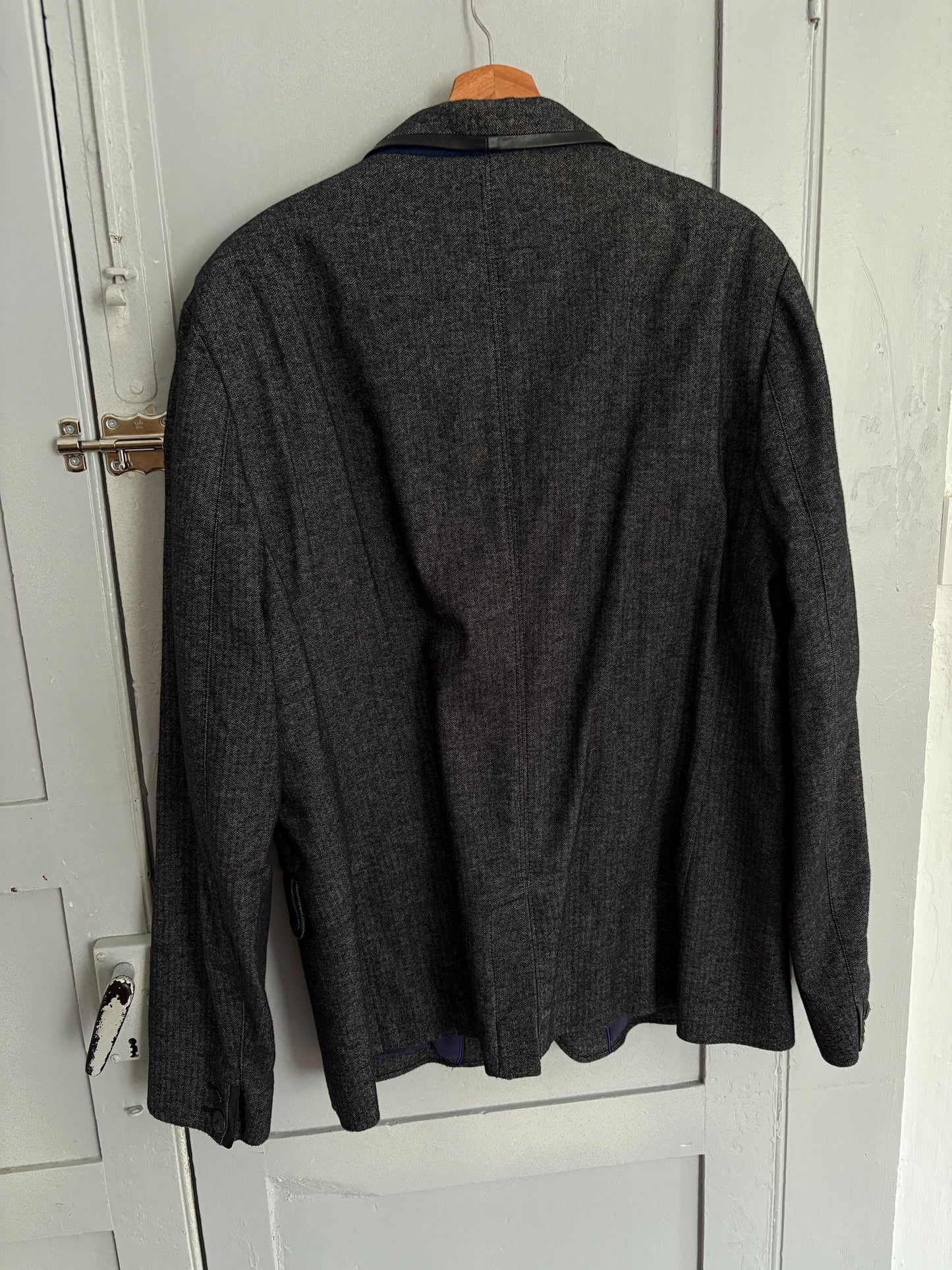 Vintage Homini Emerito Men’s Blazer 100% Cotton – Classic Grey Herringbone Blazer Unisex Styling – Oversized Vintage Men Jacket