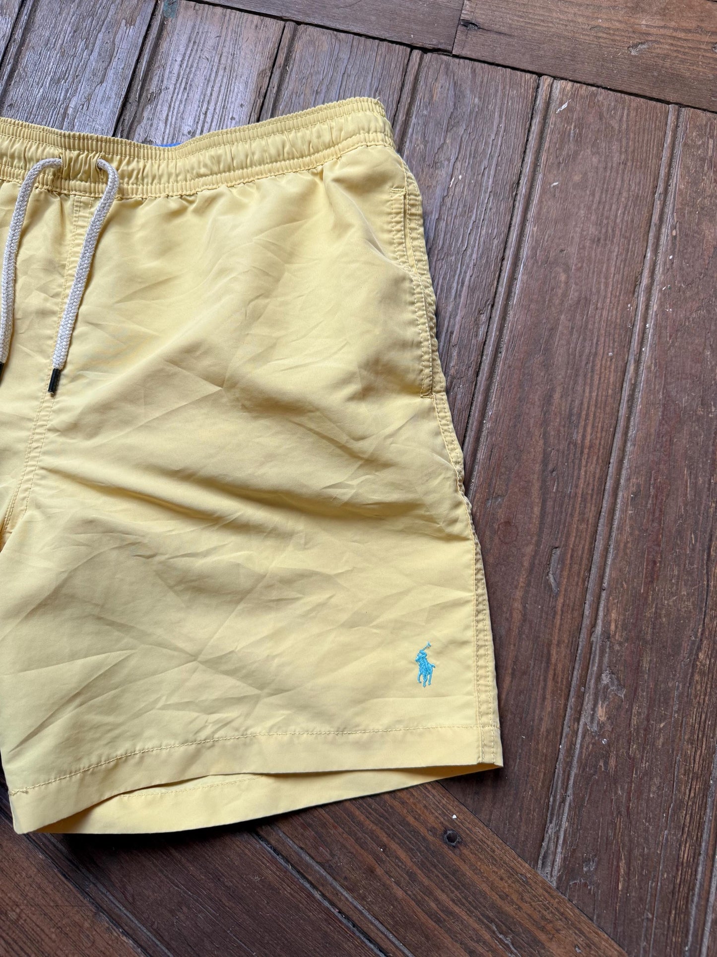 Vintage Ralph Lauren yellow swim shorts men’s XL swimwear retro beach trunks elastic waist